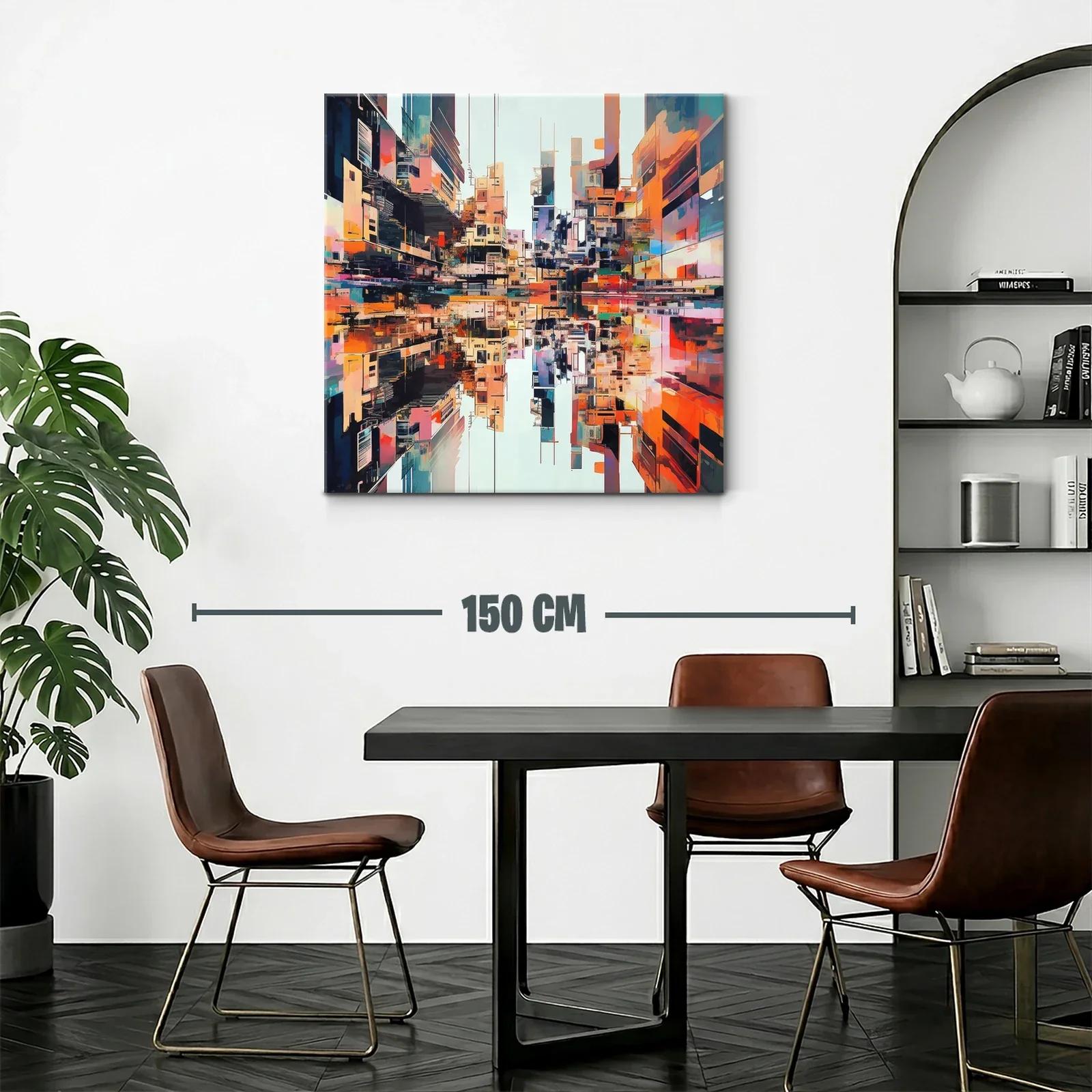 Arte urbano vibrante con reflejos y arquitectura moderna — miniatura 2