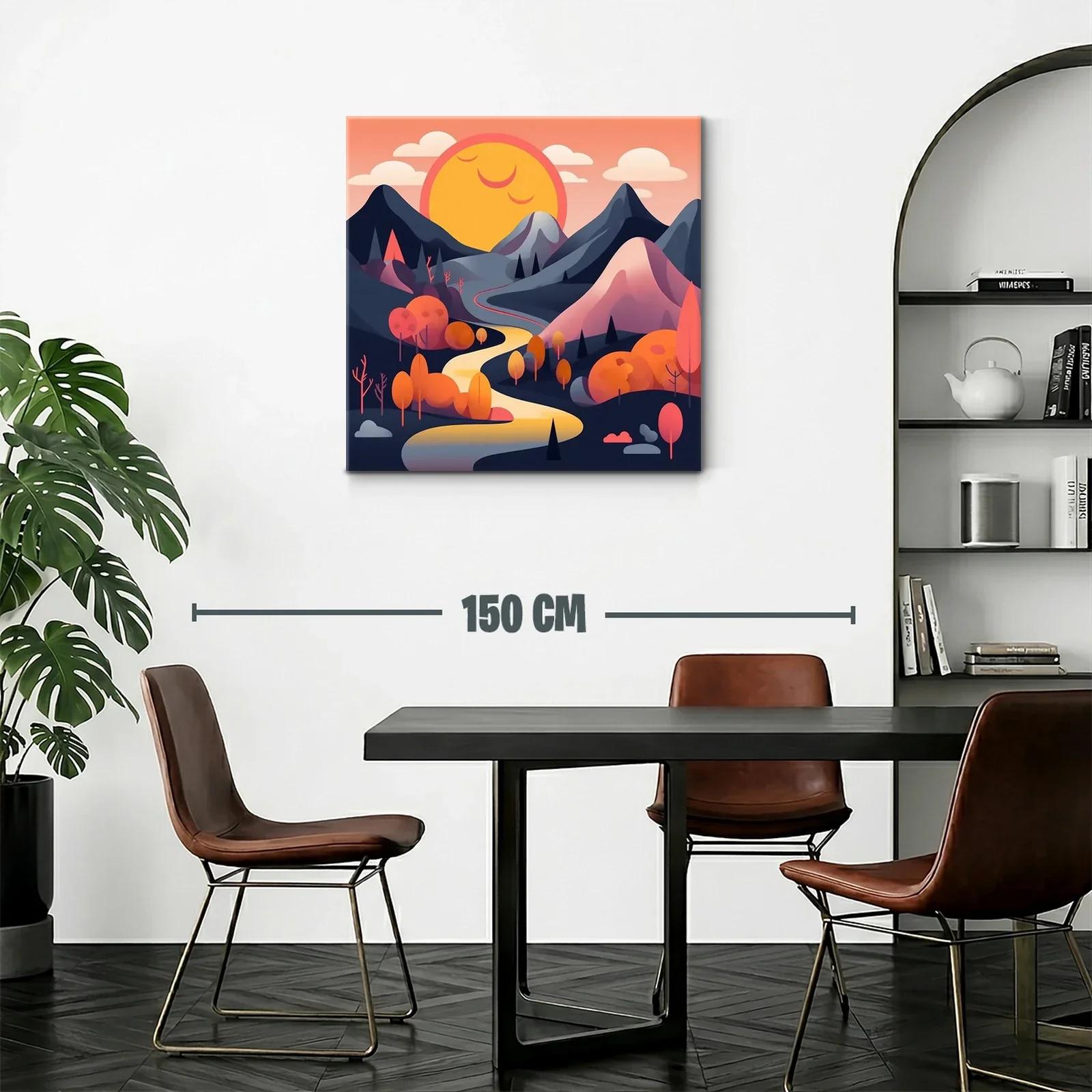 Paisaje sereno con camino y sol radiante al atardecer — miniatura 2