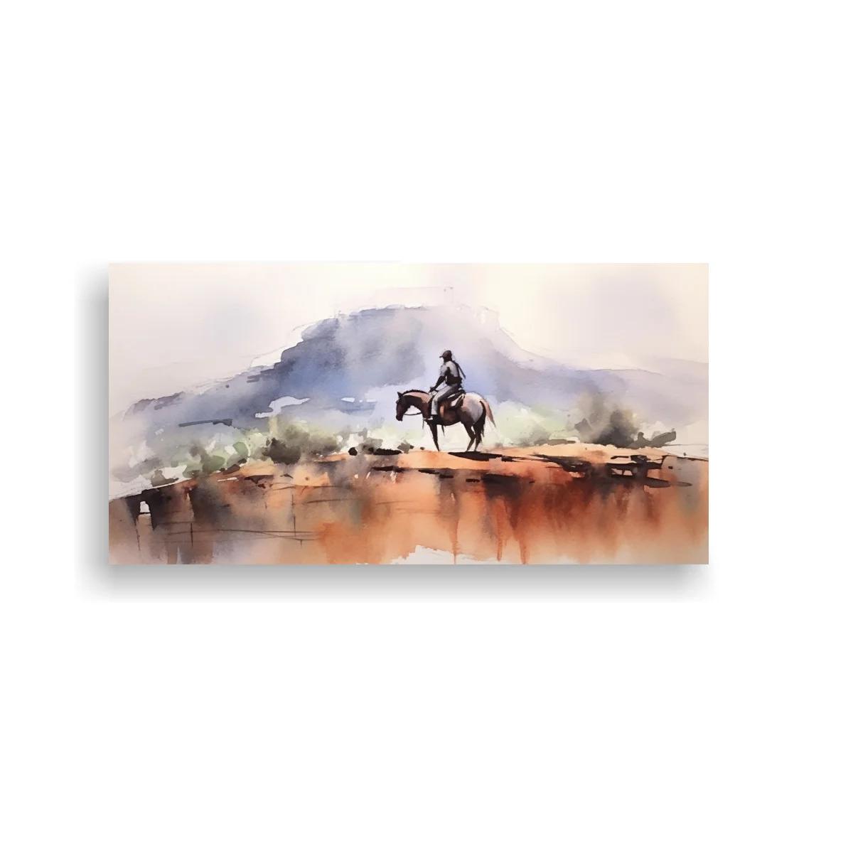 Cuadro jinete a caballo sobre franja de tierra — imagen principal