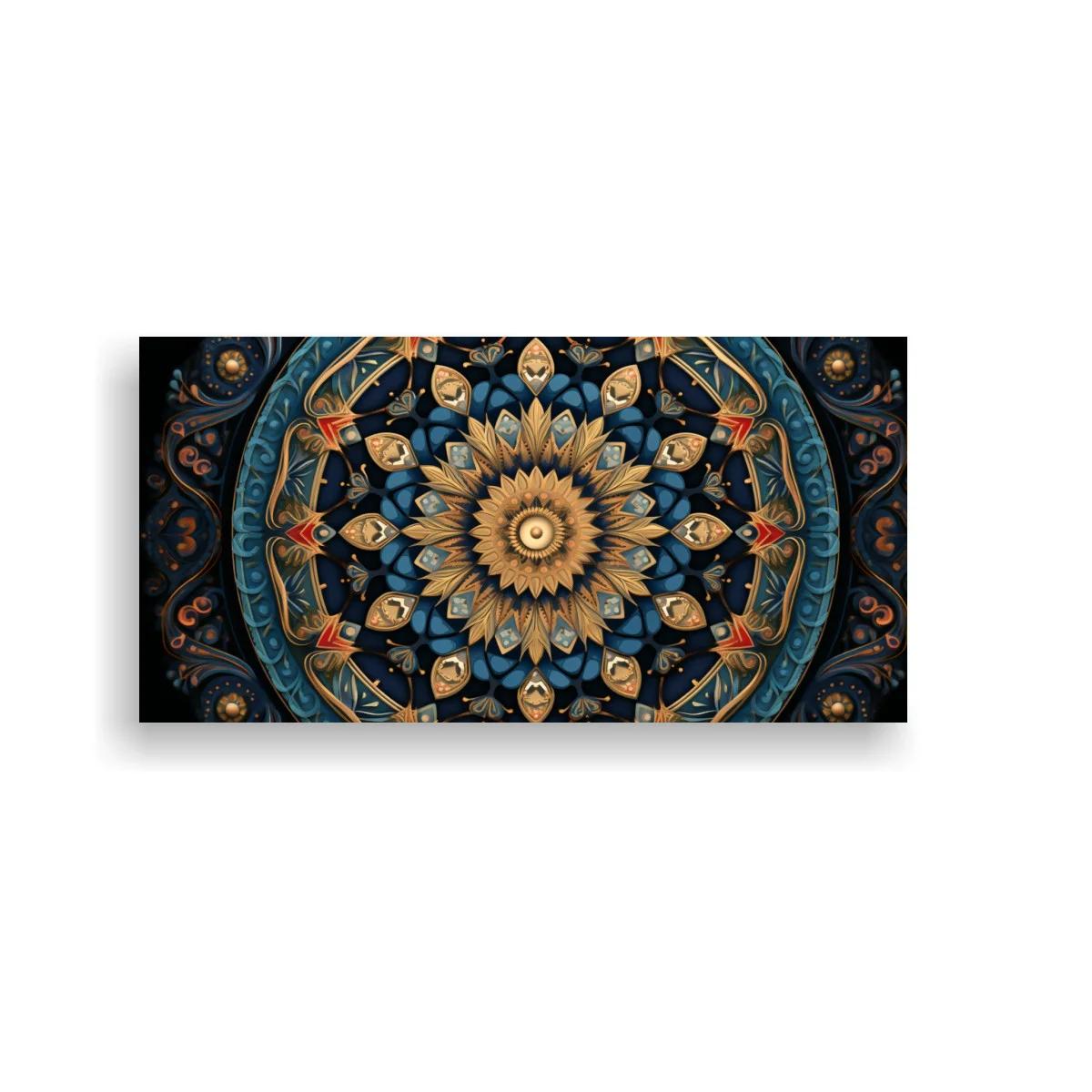 Cuadro mandala floral con detalles dorados y acentos rojos — imagen principal