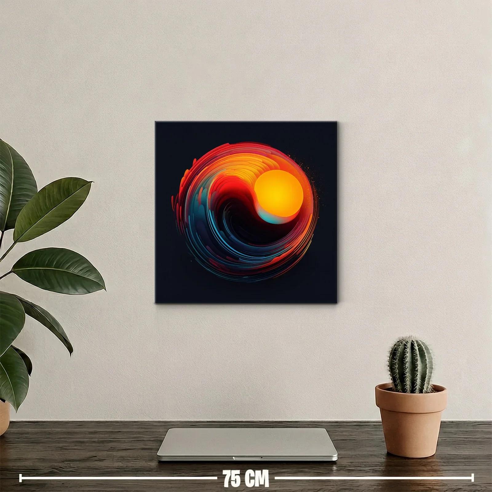 Cuadro circular con vibrantes tonos anaranjados y azules — miniatura 2