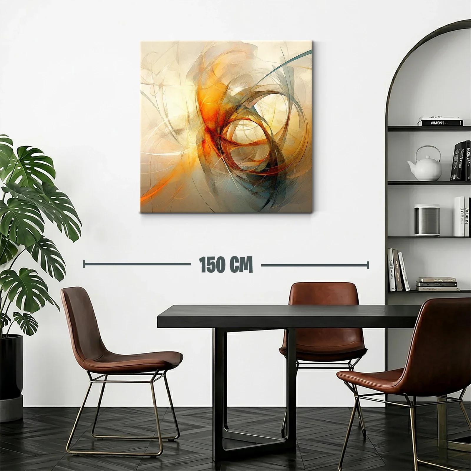 Cuadro Abstracto en Tonos Cálidos con Formas Dinámicas — miniatura 2