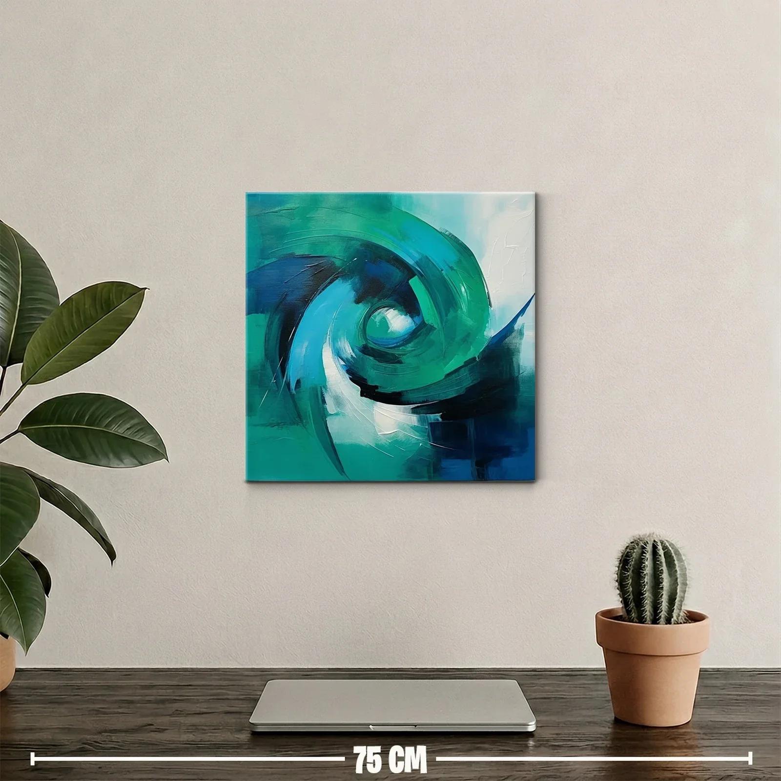 Cuadro abstracto en tonos azules y verdes vibrantes — miniatura 2
