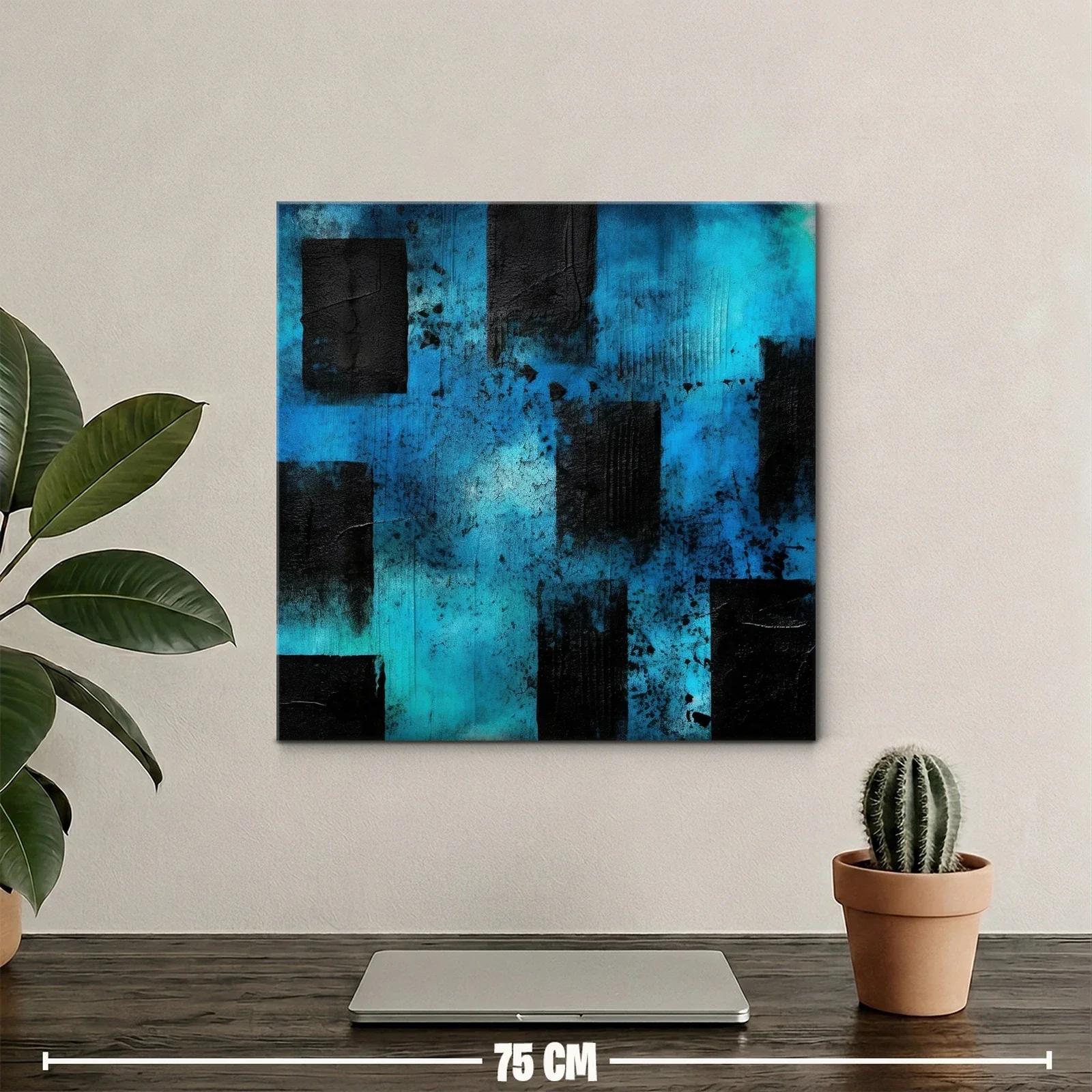 Cuadro abstracto en tonos azules y negros — miniatura 2