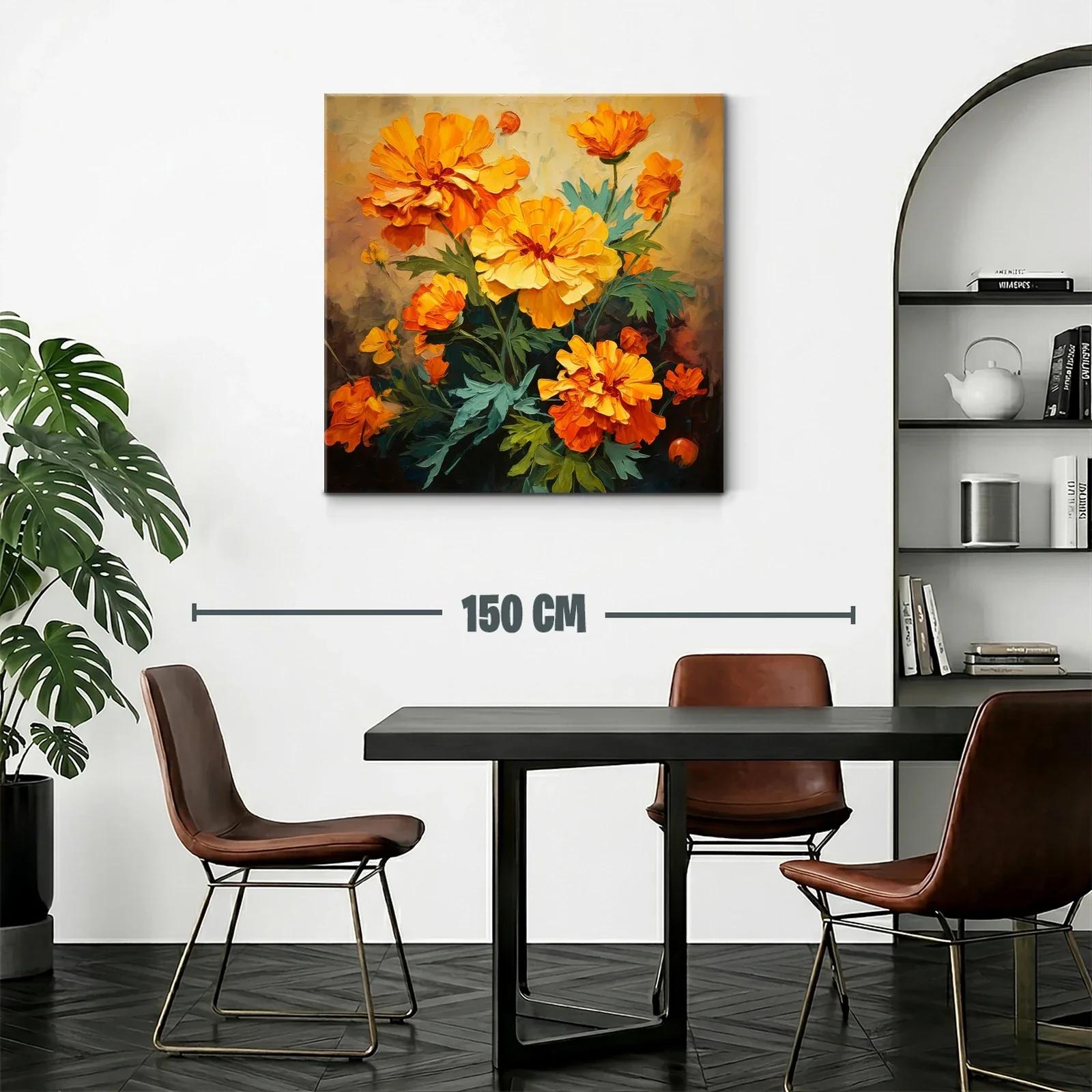 Ramo vibrante con flores naranjas y amarillas sobre fondo suave — miniatura 2
