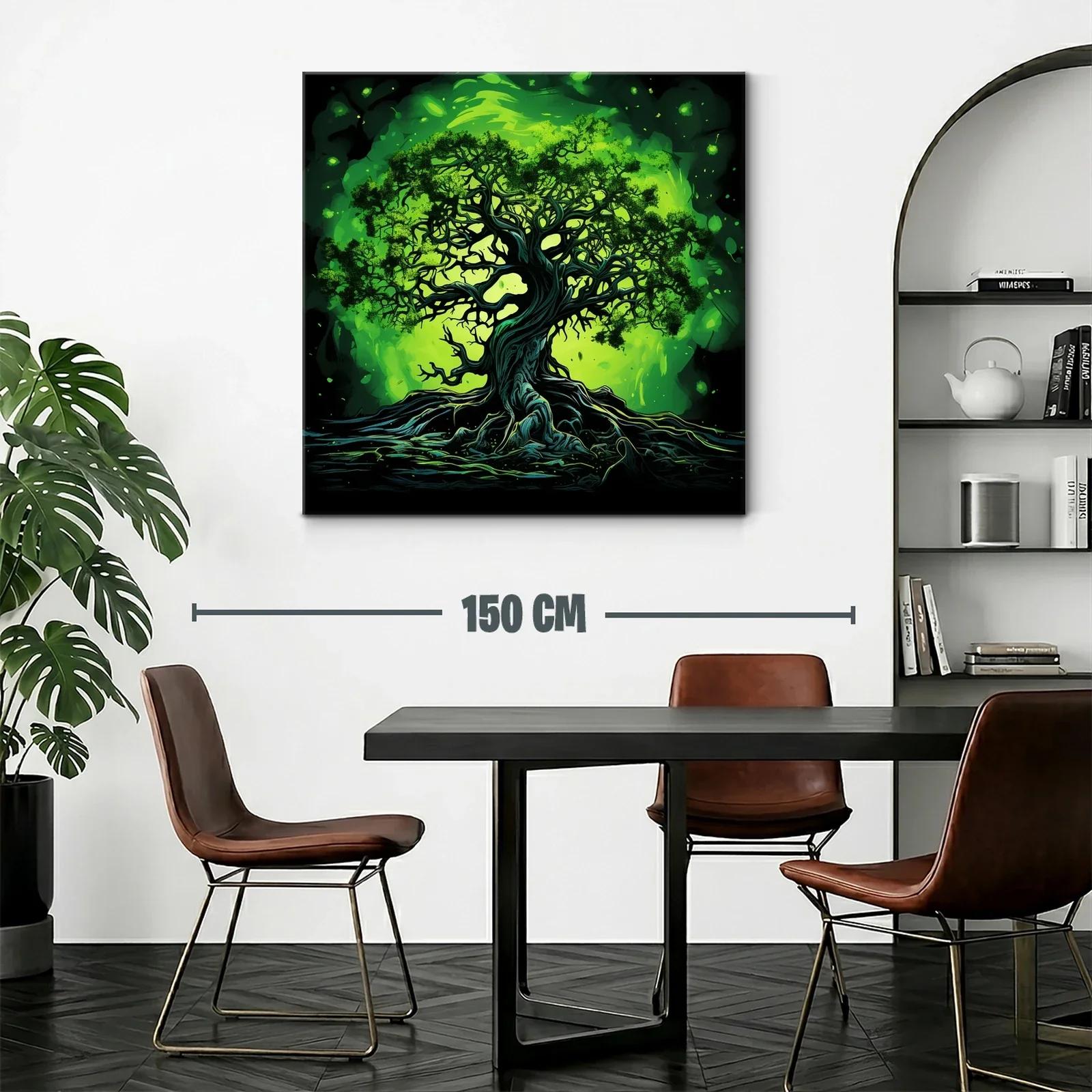Árbol místico iluminado en tonos verdes vibrantes — miniatura 2