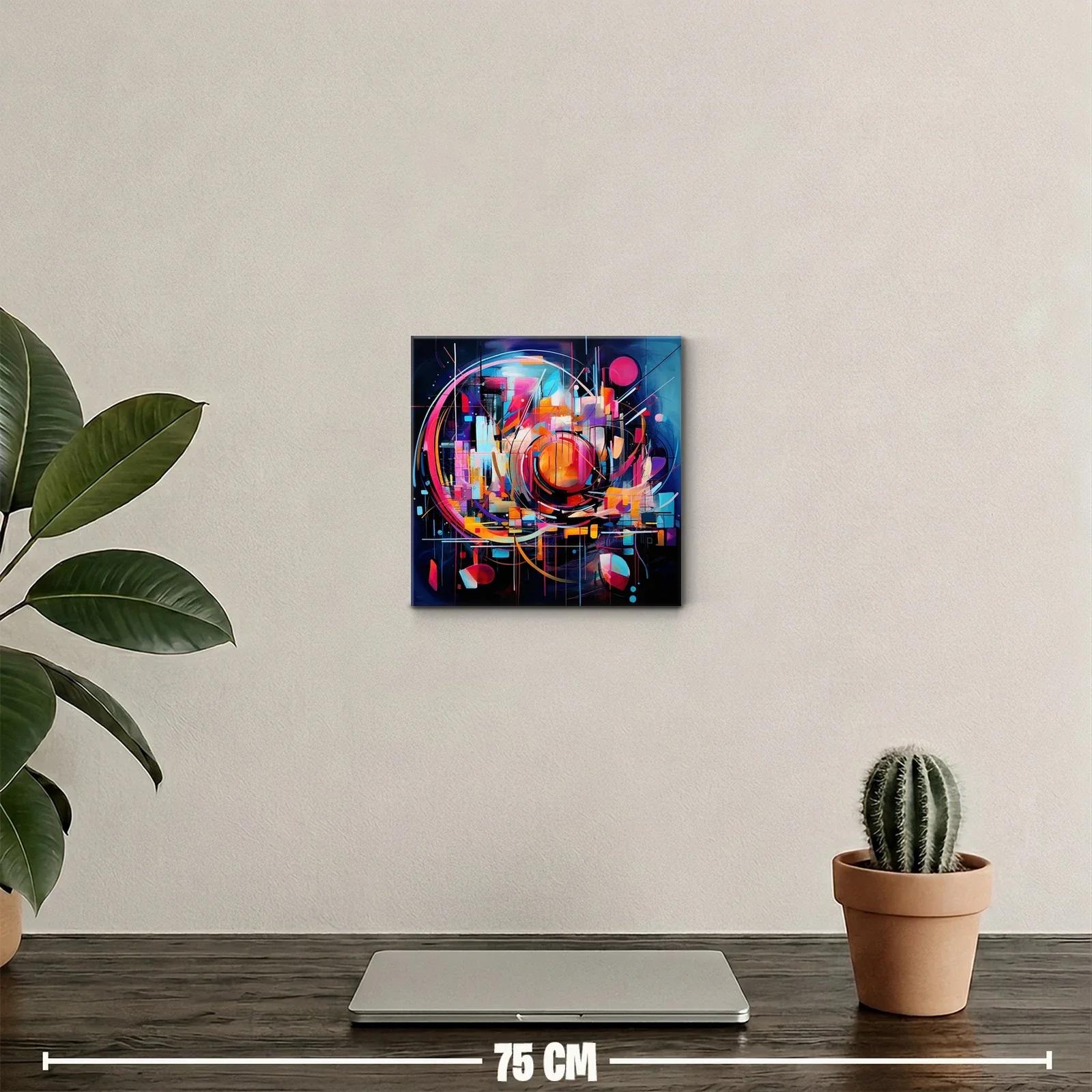 Cuadro abstracto con formas geométricas vibrantes y dinámicas — miniatura 2