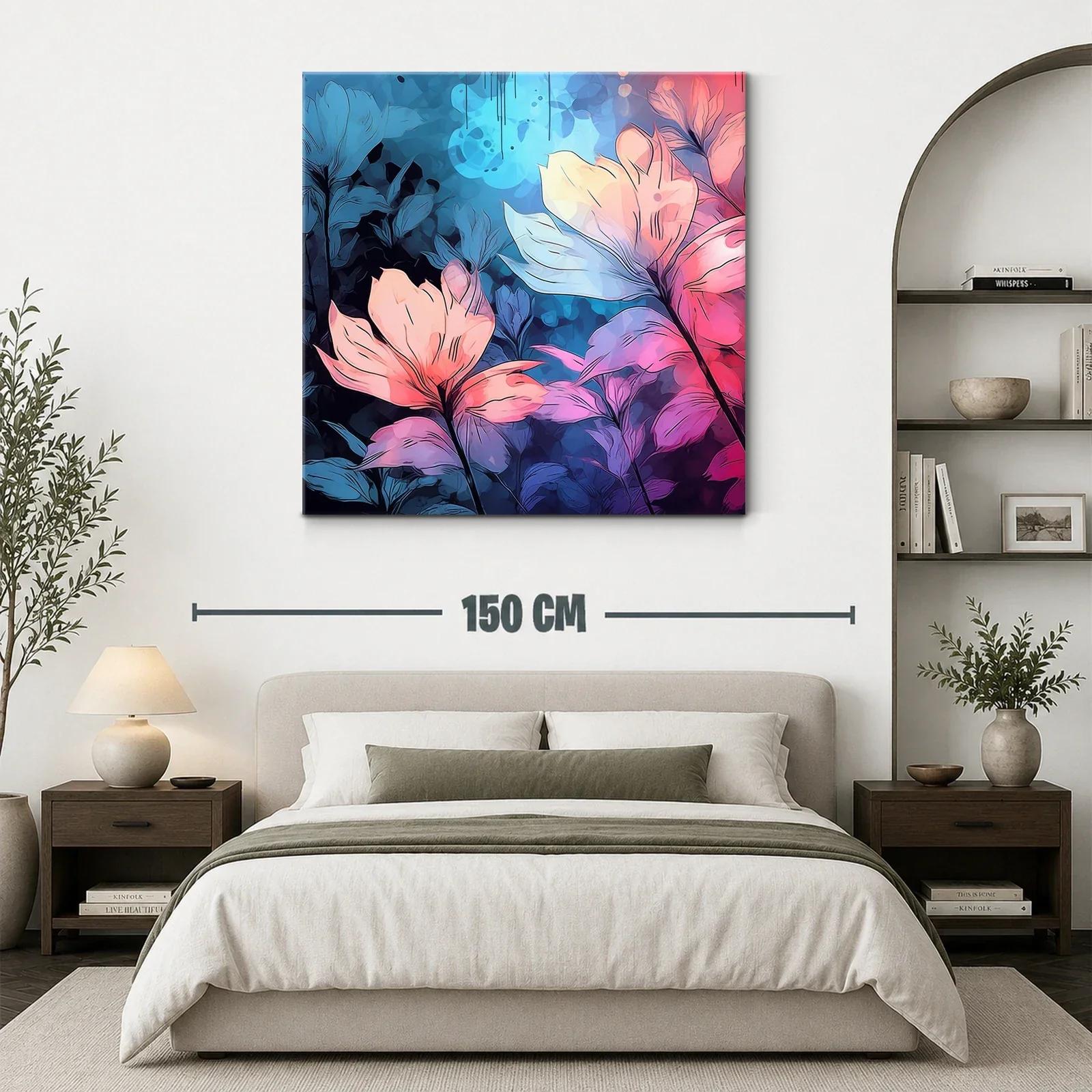 Flores vibrantes en tonos rosa y azul con estilo moderno — miniatura 3