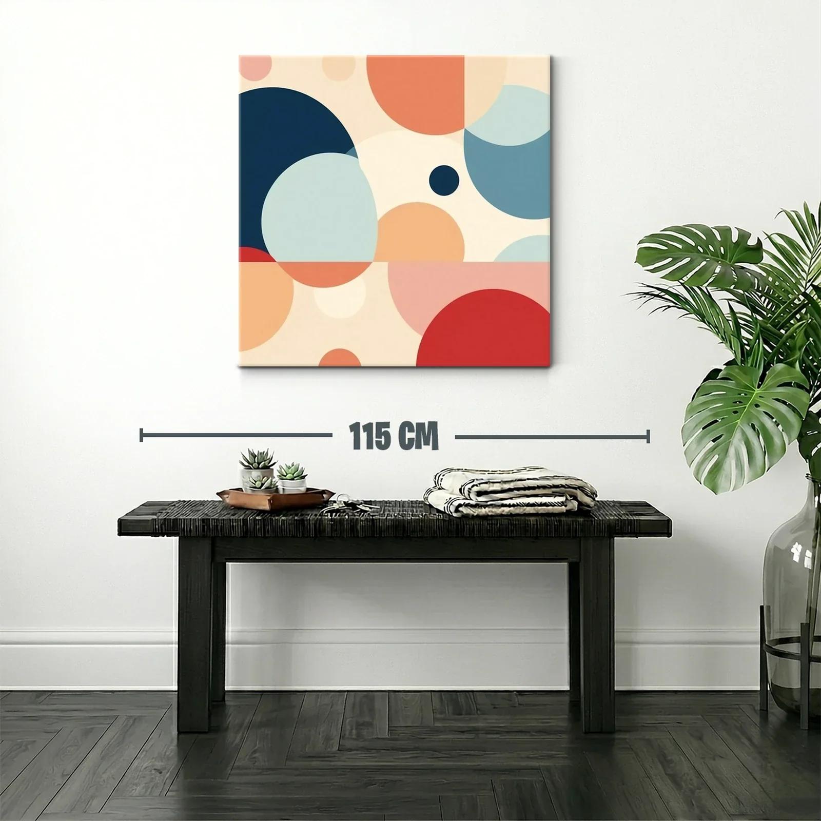 Composición abstracta con círculos en tonos cálidos y azulados — miniatura 2