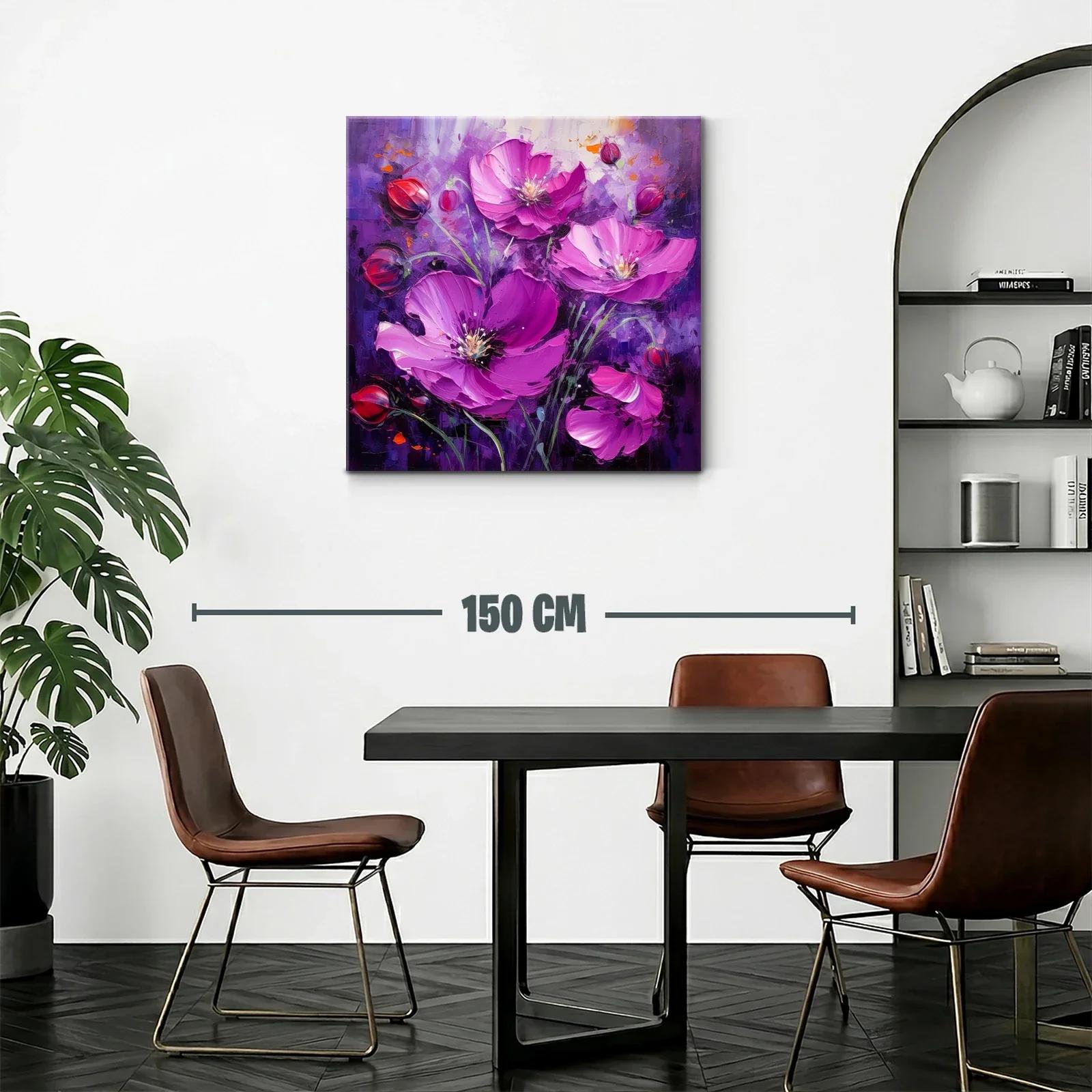 Cuadro floral en tonos violetas y fucsias vibrantes — miniatura 2