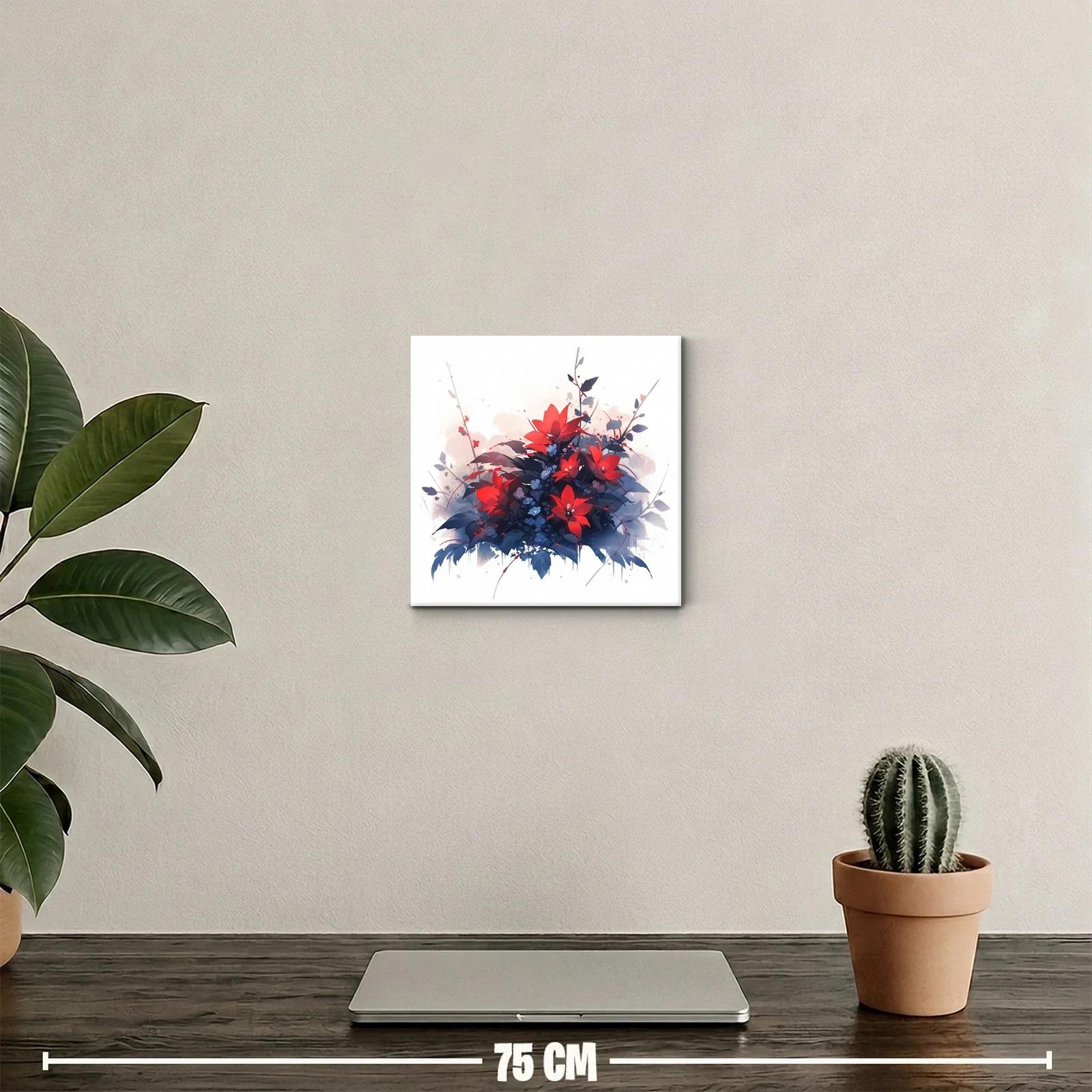 Ramo vibrante de flores rojas sobre fondo suave — miniatura 2