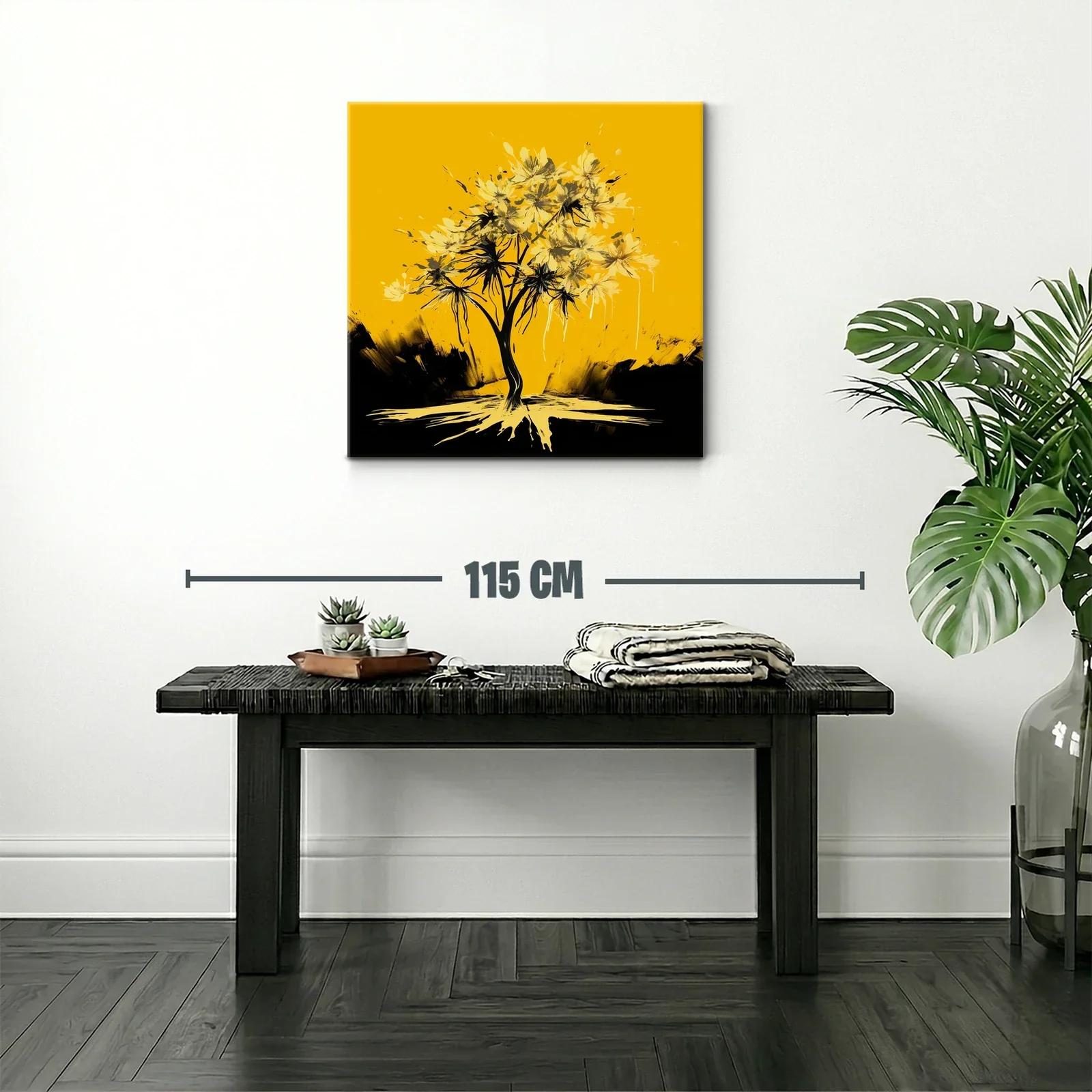 Árbol abstracto con flores amarillas sobre fondo vibrante — miniatura 2