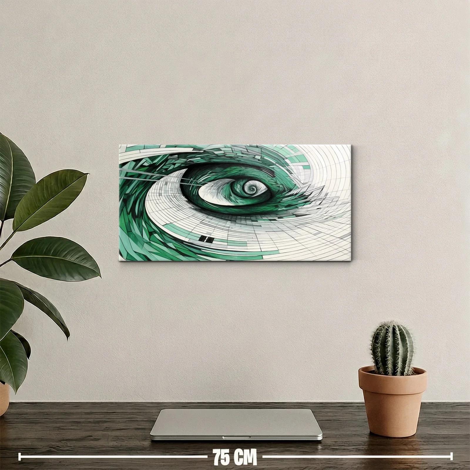 Cuadro espiral abstracta en tonos verdes y neutros — miniatura 2