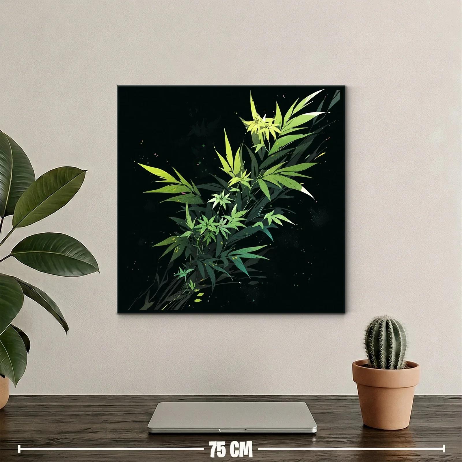 Composición de hojas y flores verdes sobre fondo oscuro — miniatura 2
