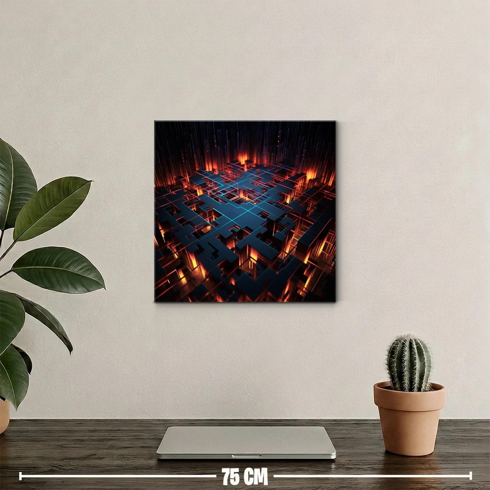 Abstracto geométrico con luces cálidas y líneas azules — miniatura 2