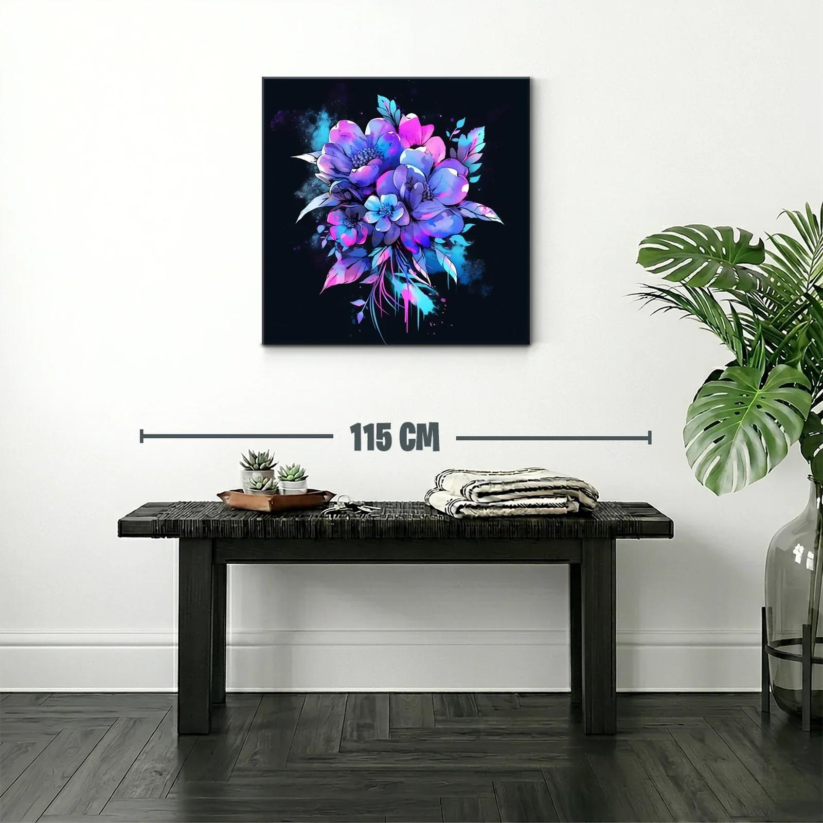 Ramo de flores en tonos violetas y azules vibrantes — miniatura 2