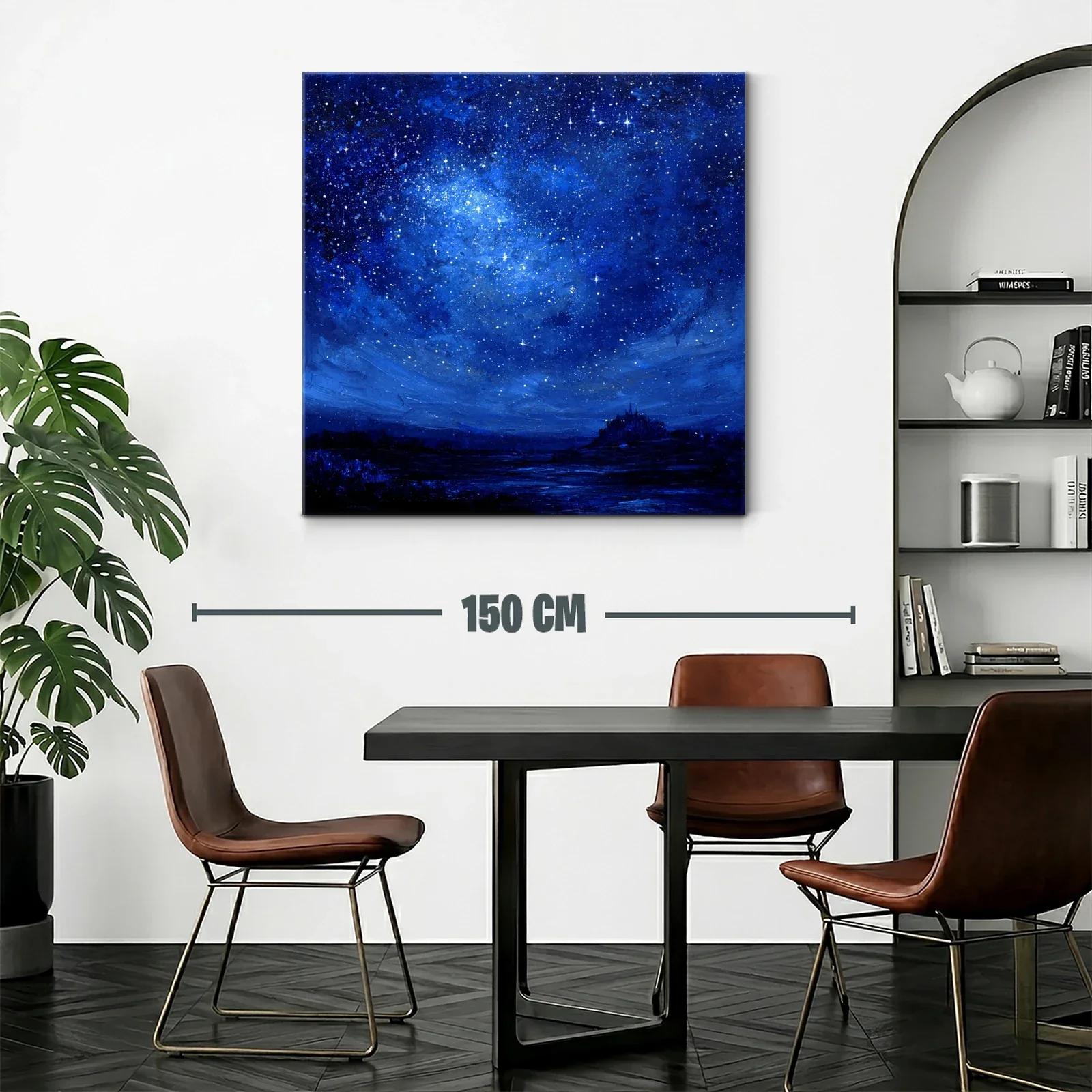 Cielo Estrellado Nocturno con Silueta de Paisaje — miniatura 2