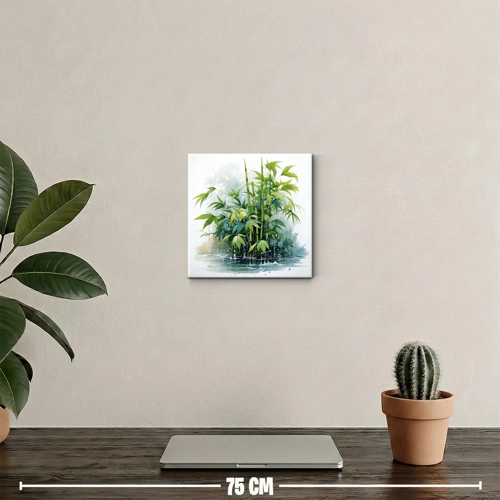 Cuadro decorativo con plantas de bambú y gotas de agua — miniatura 2
