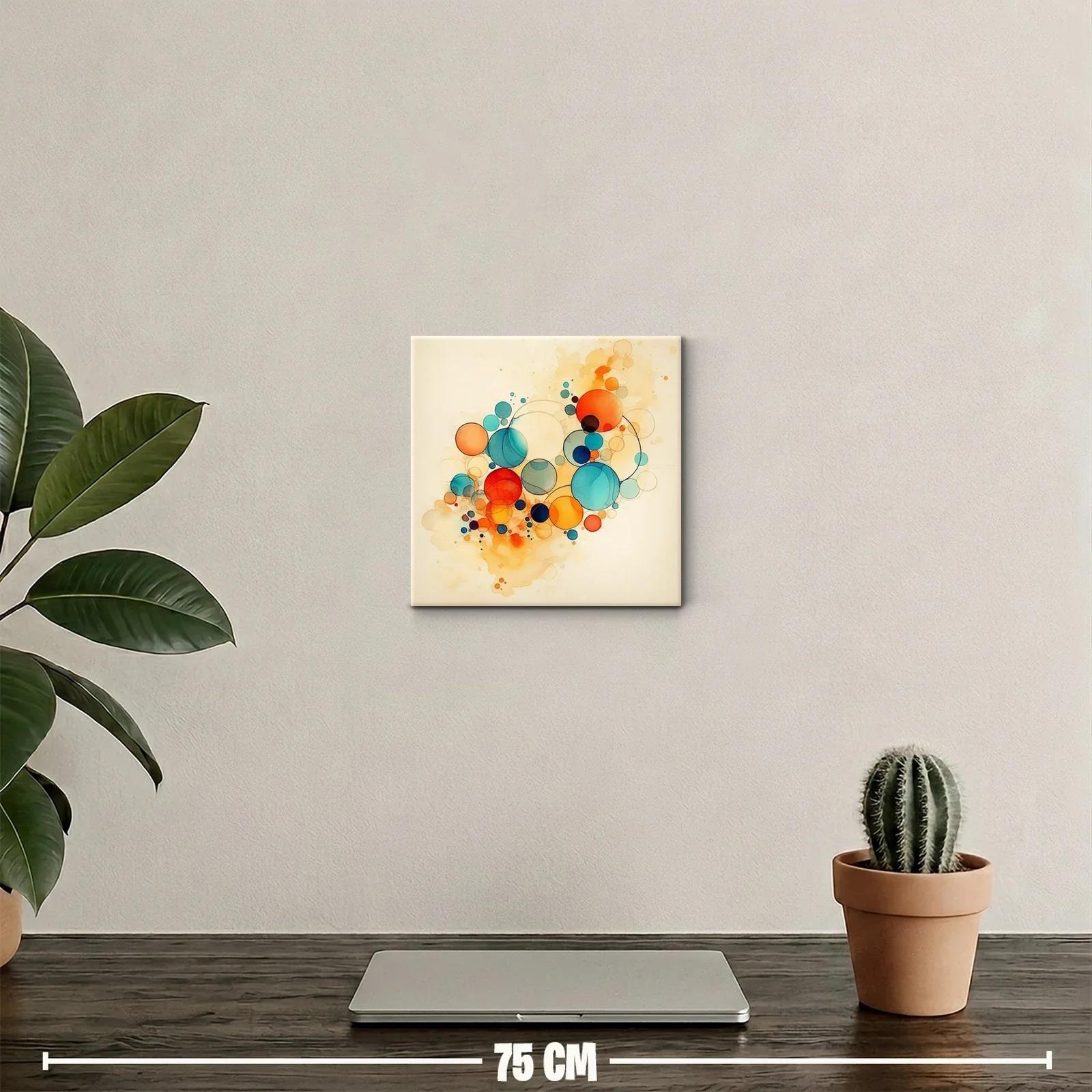 Composición abstracta con círculos en tonos cálidos y fríos — miniatura 2