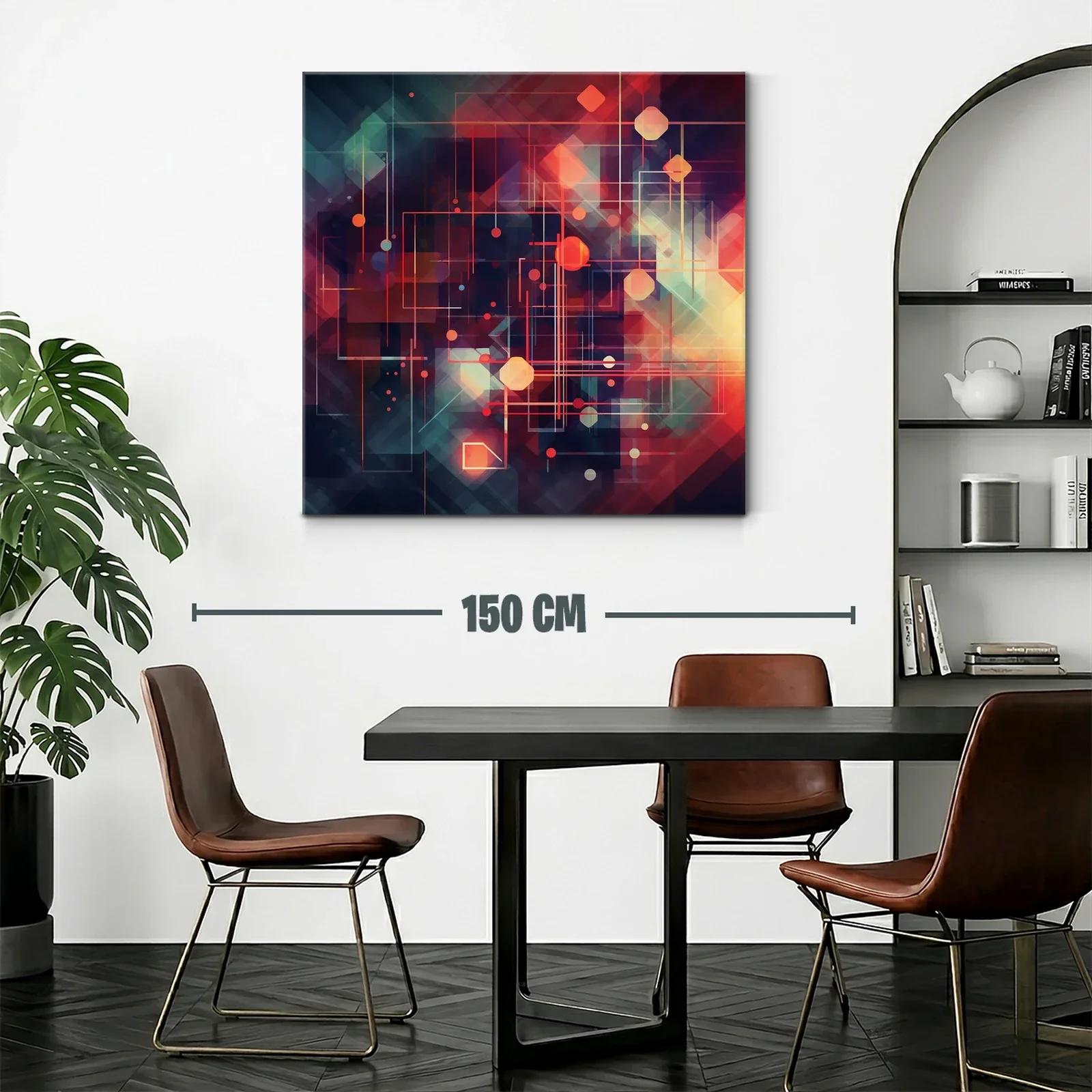 Cuadro abstracto con formas geométricas y luces vibrantes — miniatura 2