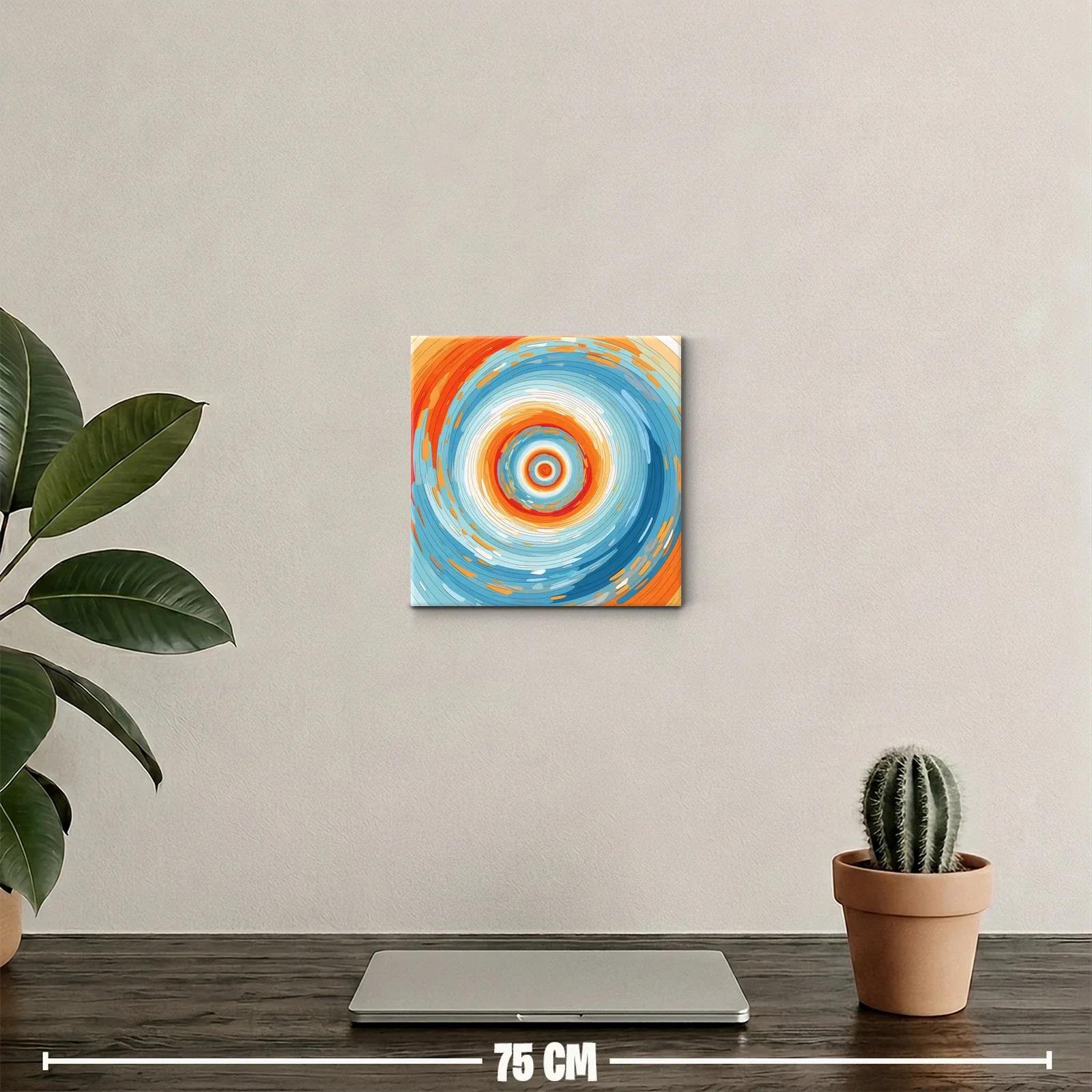 Cuadro abstracto con círculos concéntricos vibrantes — miniatura 2