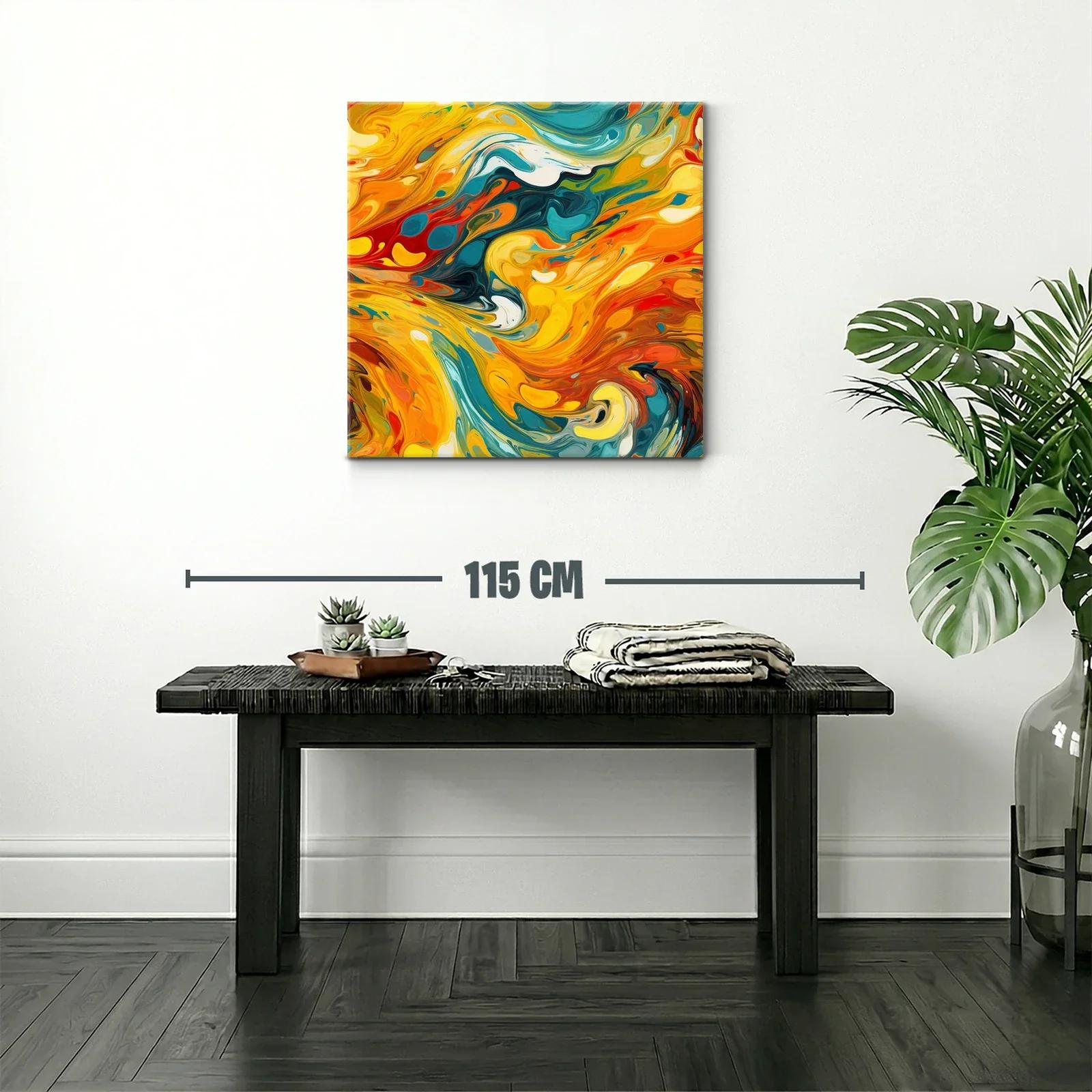 Arte abstracto dinámico con tonos cálidos y fríos vibrantes — miniatura 2