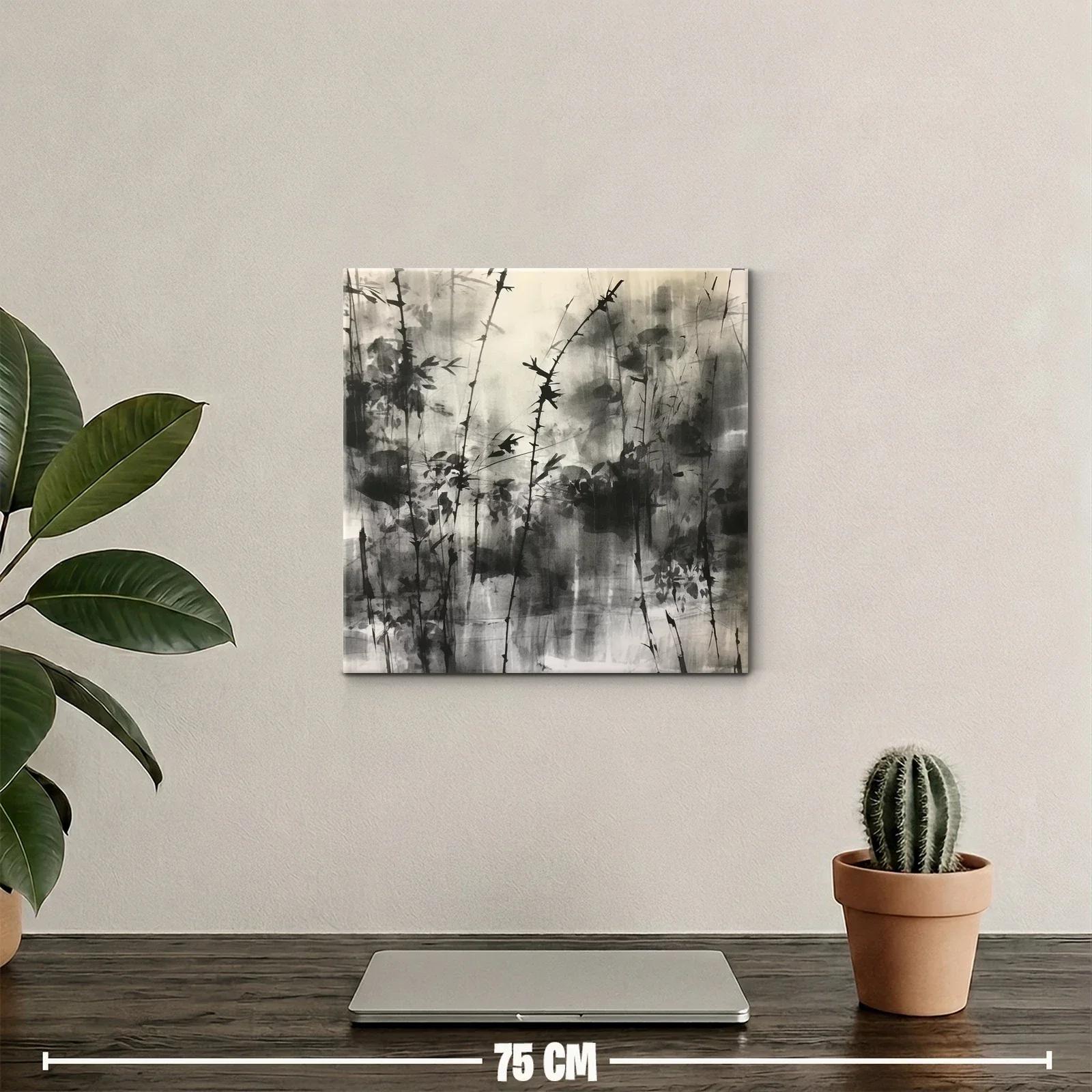 Arte abstracto con ramas en tonos grises y negros — miniatura 2