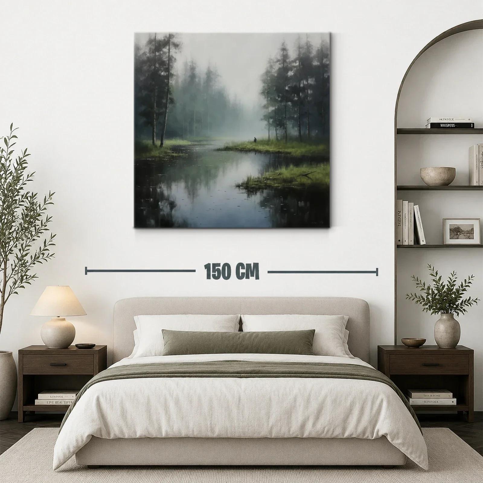 Paisaje brumoso con río y árboles al amanecer — miniatura 3