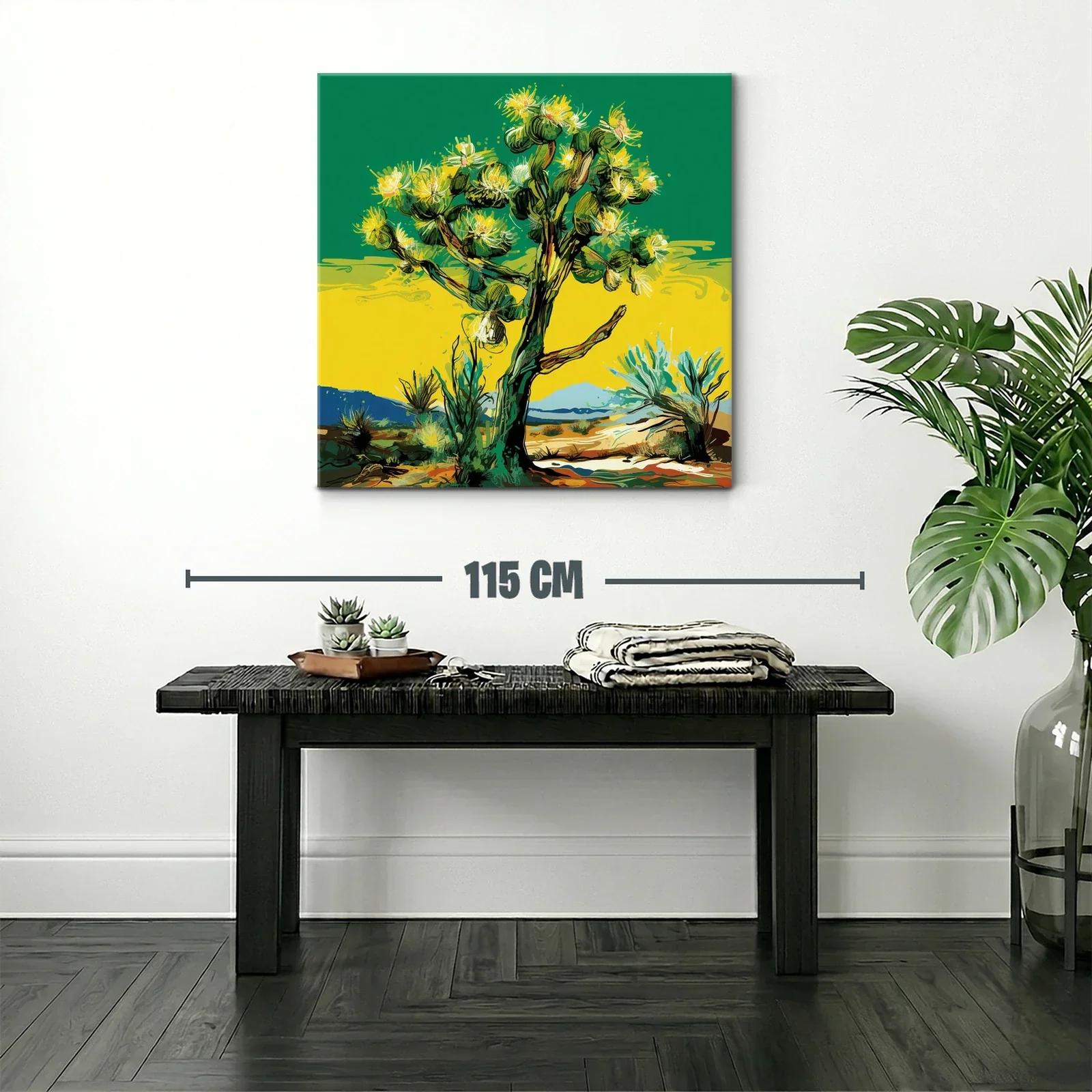 Árbol vibrante con flores amarillas en paisaje desértico — miniatura 2