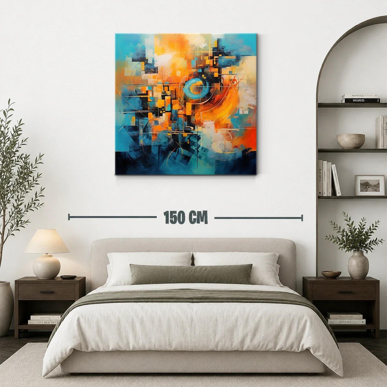 Composición abstracta vibrante en tonos azul y naranja — miniatura 3