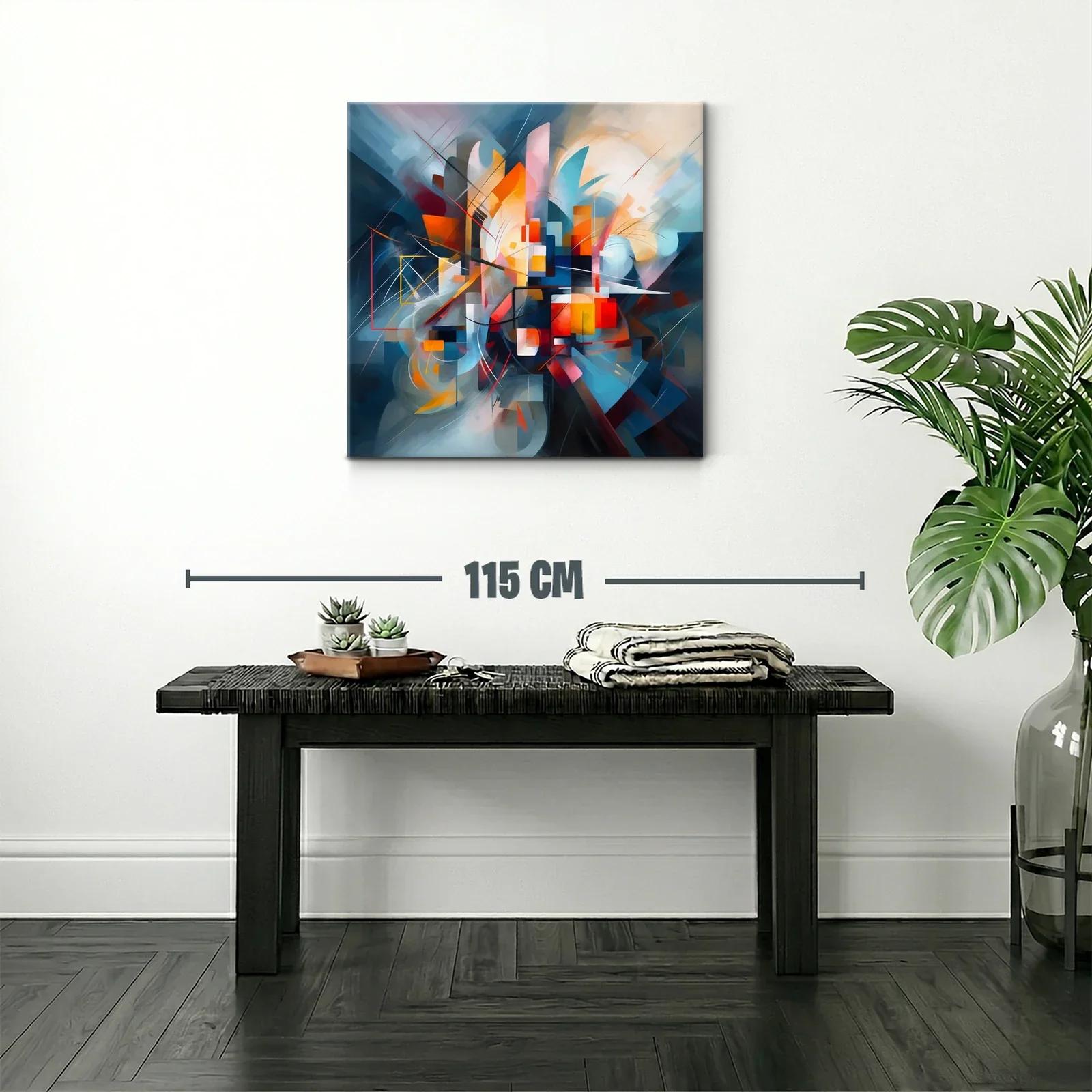 Cuadro abstracto con tonos vibrantes y formas dinámicas — miniatura 2