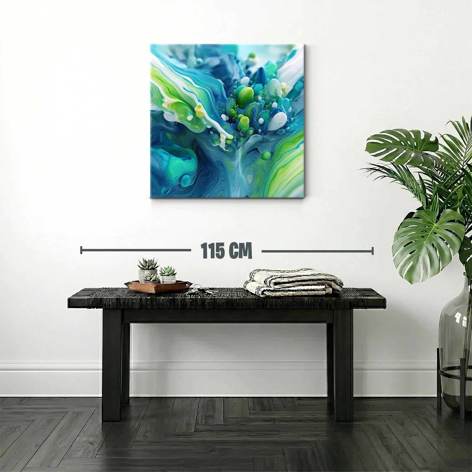 Abstracción orgánica en tonos azules y verdes vibrantes — miniatura 2