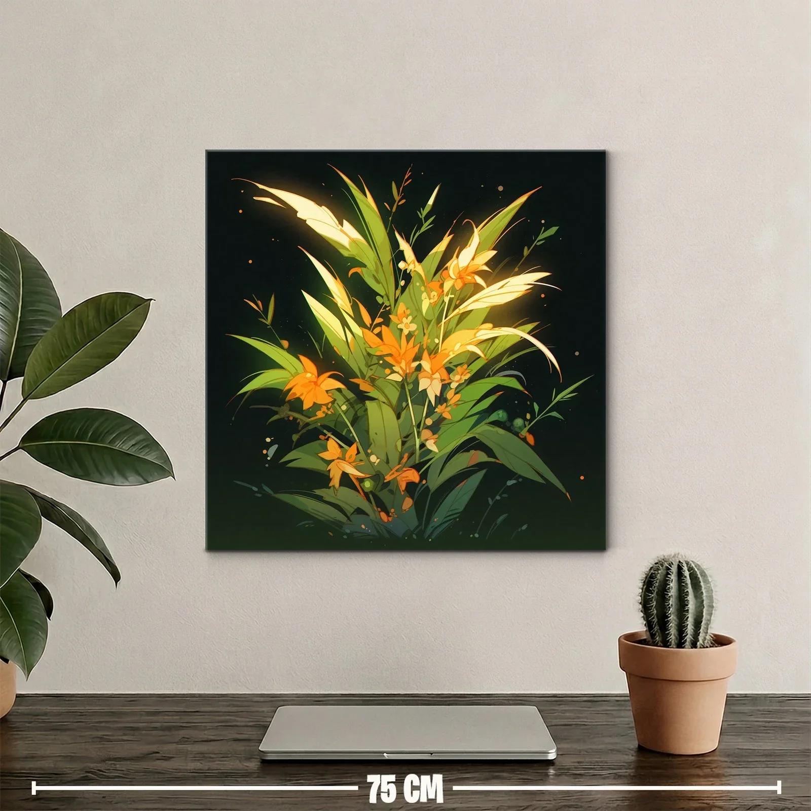 Composición floral vibrante con tonos verdes y naranjas — miniatura 2