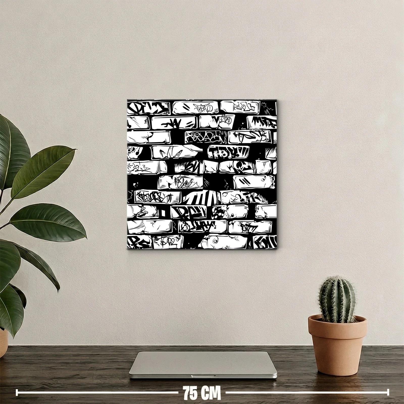 Arte urbano con grafitis en patrón monocromo moderno — miniatura 2