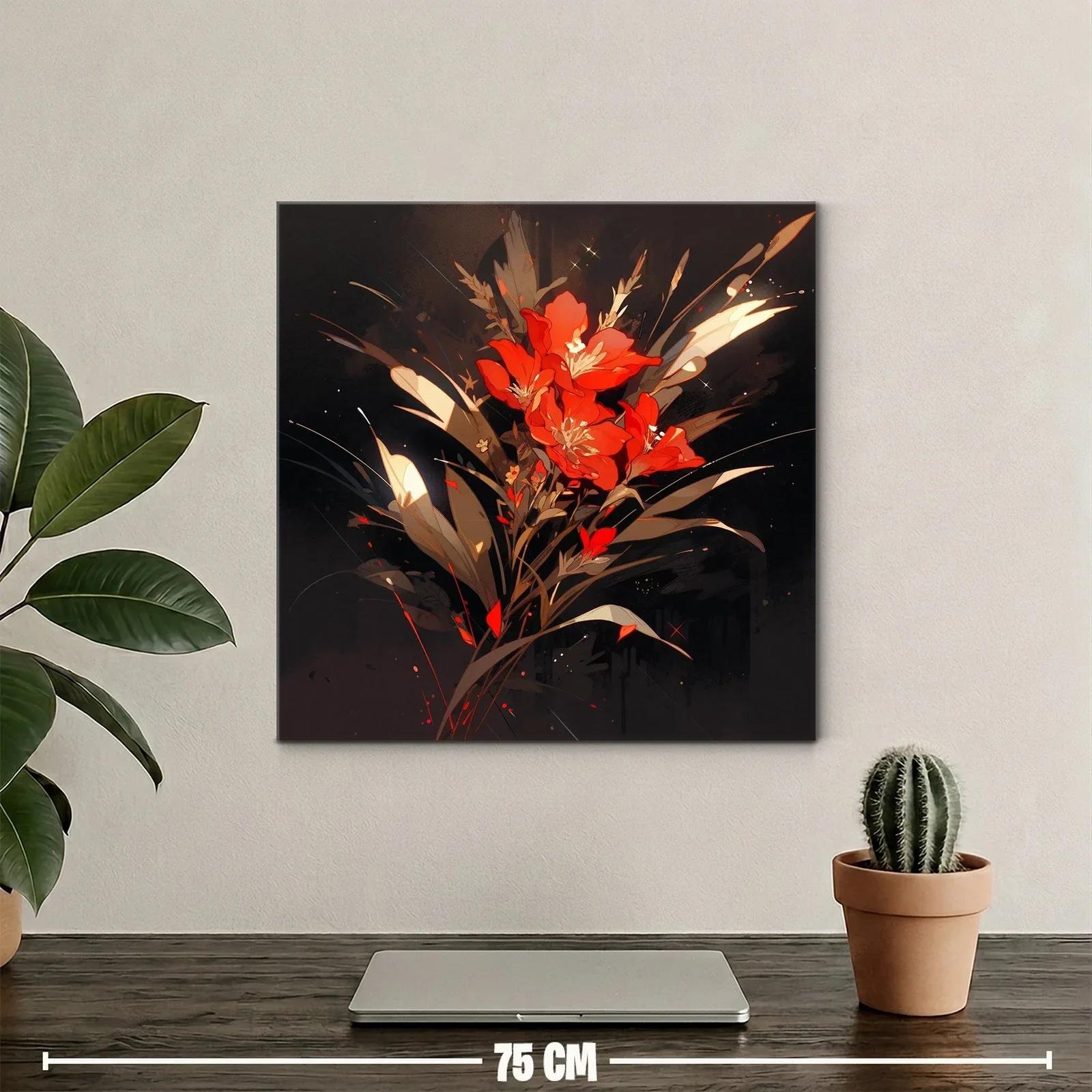 Ramo vibrante de flores rojas con fondo oscuro elegante — miniatura 2