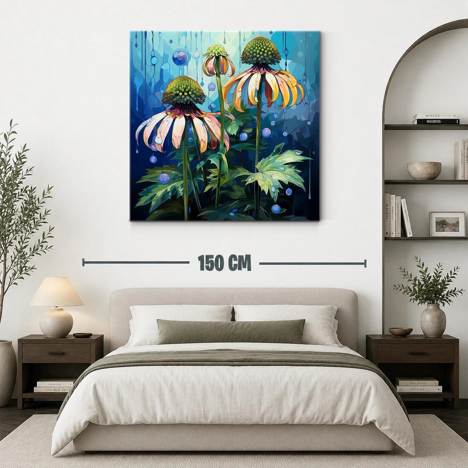 Flores abstractas en tonalidades frías y cálidas vibrantes — miniatura 3