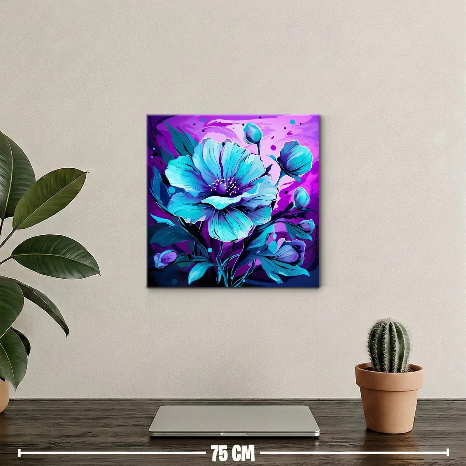 Flor azul vibrante con fondo púrpura intenso — miniatura 2