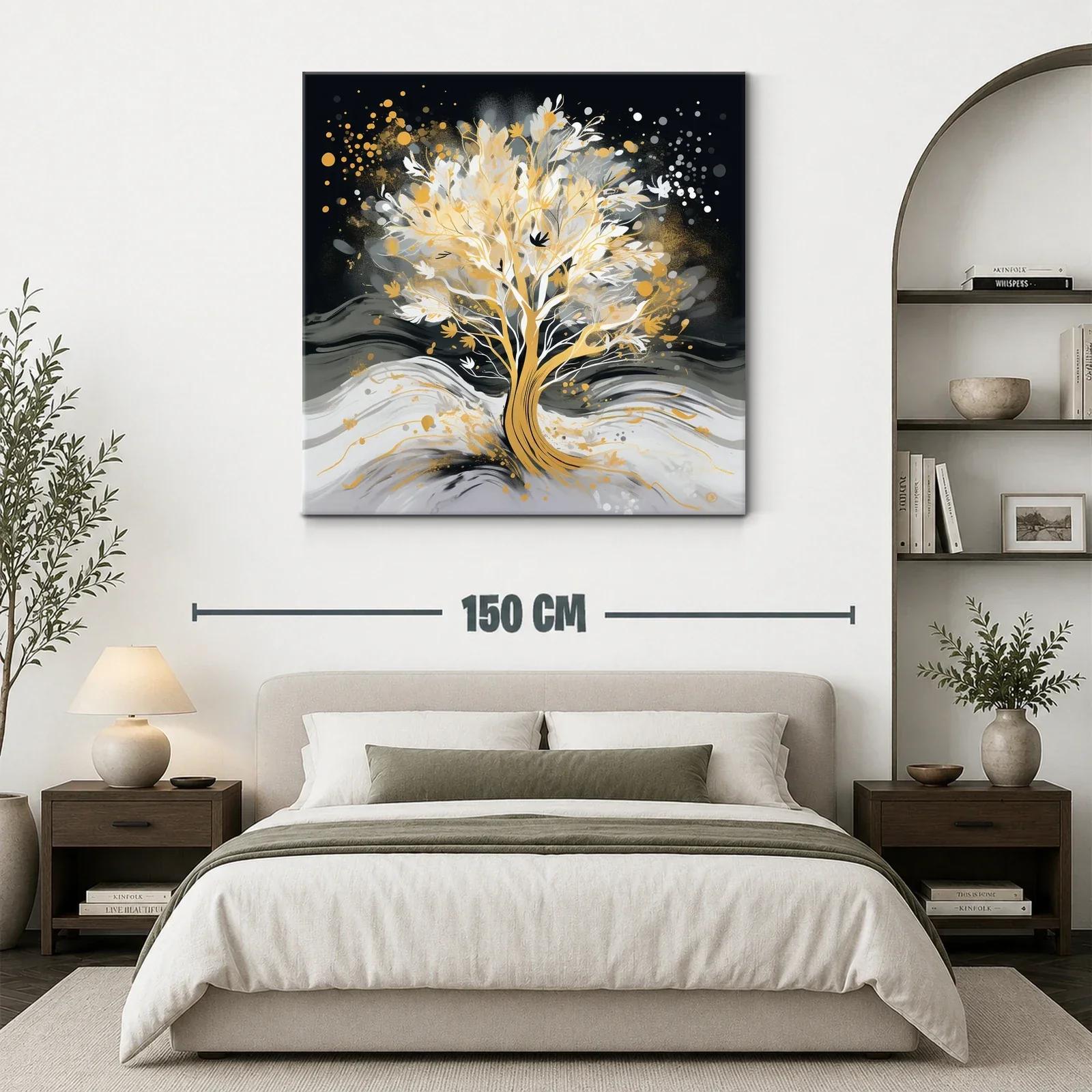 Árbol luminoso en tonos dorados y grises — miniatura 3