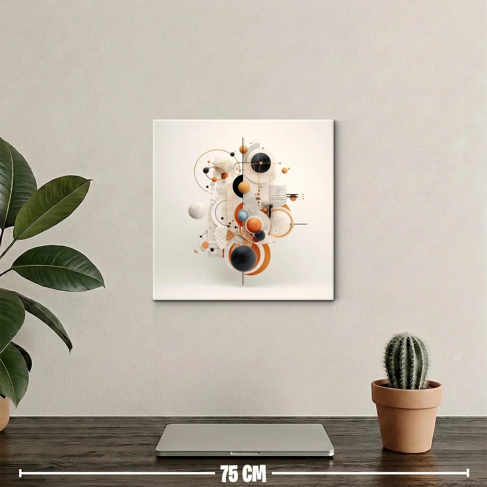 Composición geométrica con esferas y líneas en tonos cálidos — miniatura 2