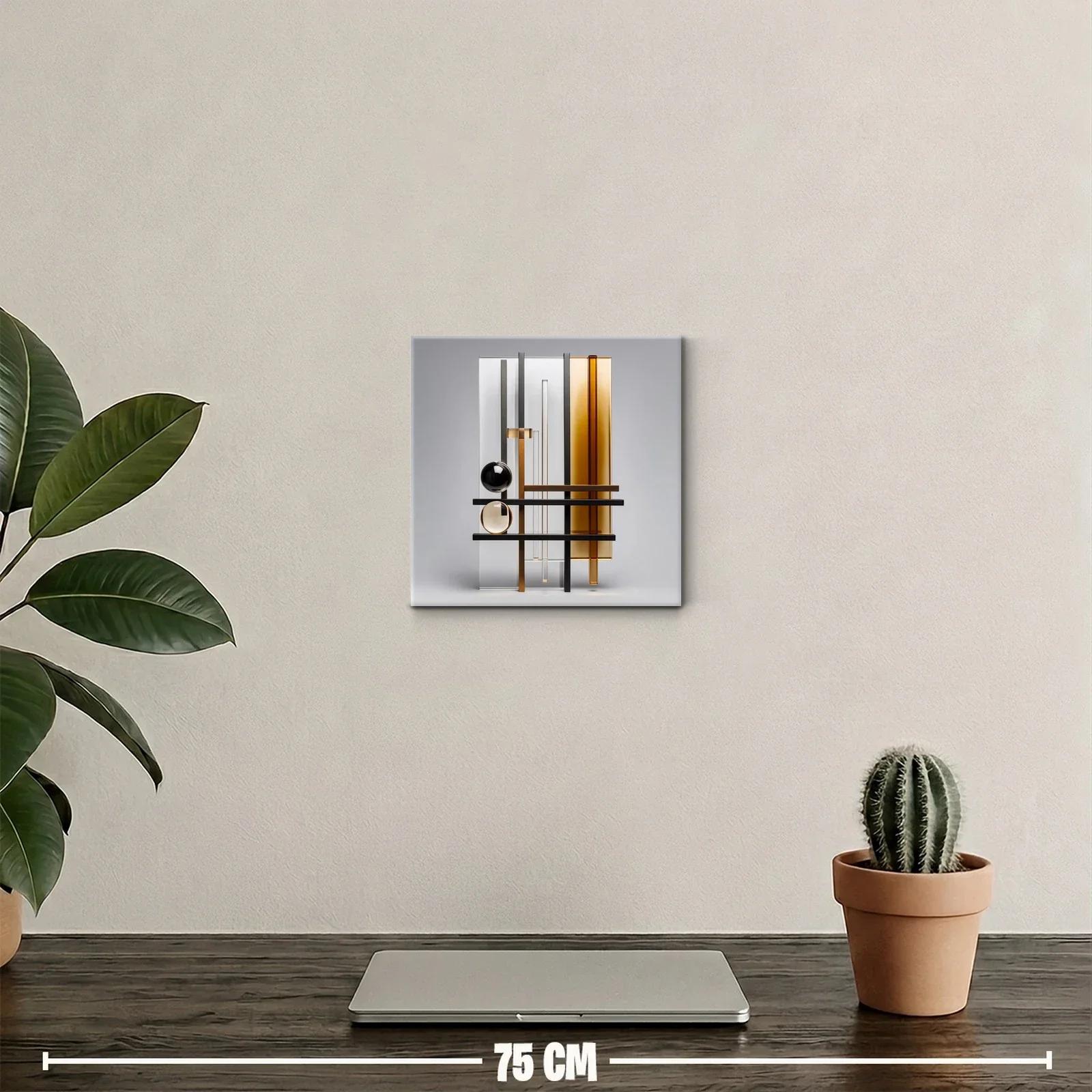 Composición geométrica moderna con tonos ámbar y negro — miniatura 2