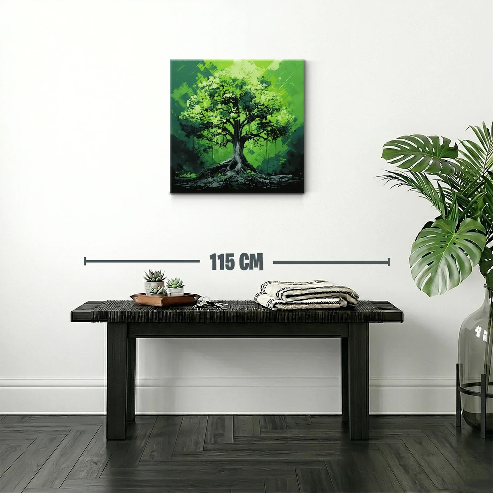 Cuadro árbol verde con raíces y copa frondosa — miniatura 2