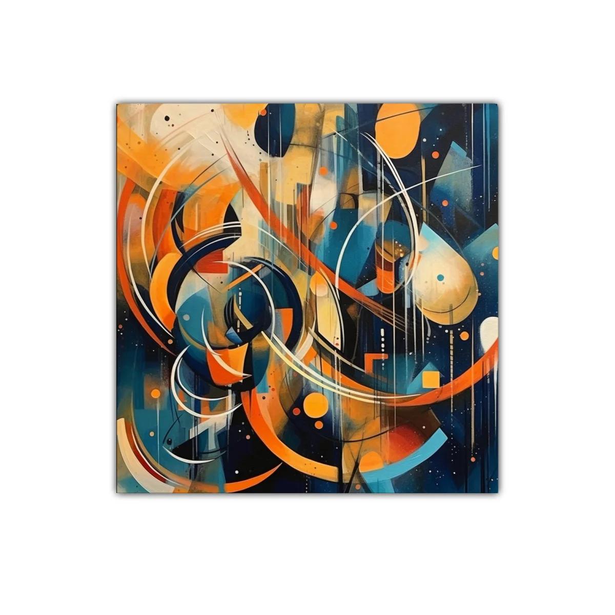 Composición abstracta vibrante en tonos cálidos y fríos — miniatura 1