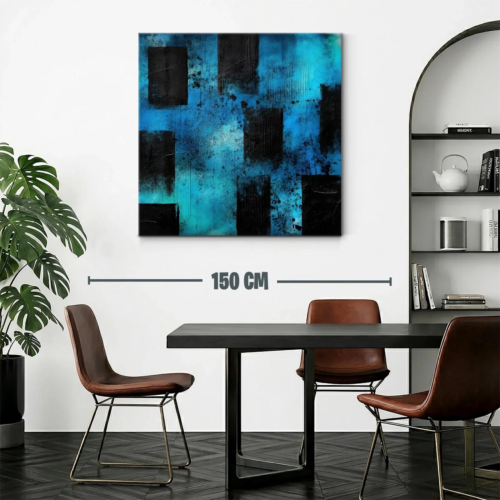 Cuadro abstracto en tonos azules y negros — miniatura 2
