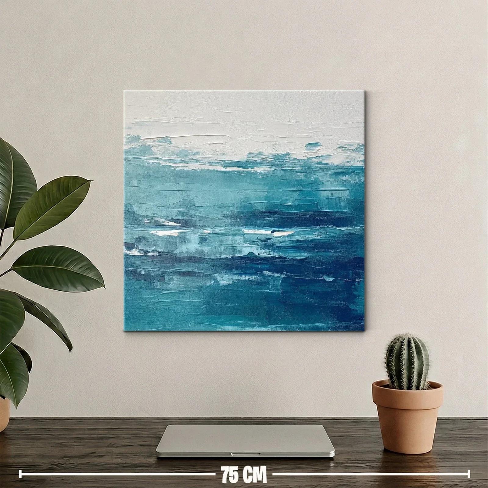 Cuadro abstracto con tonos azules para ambiente sereno — miniatura 2
