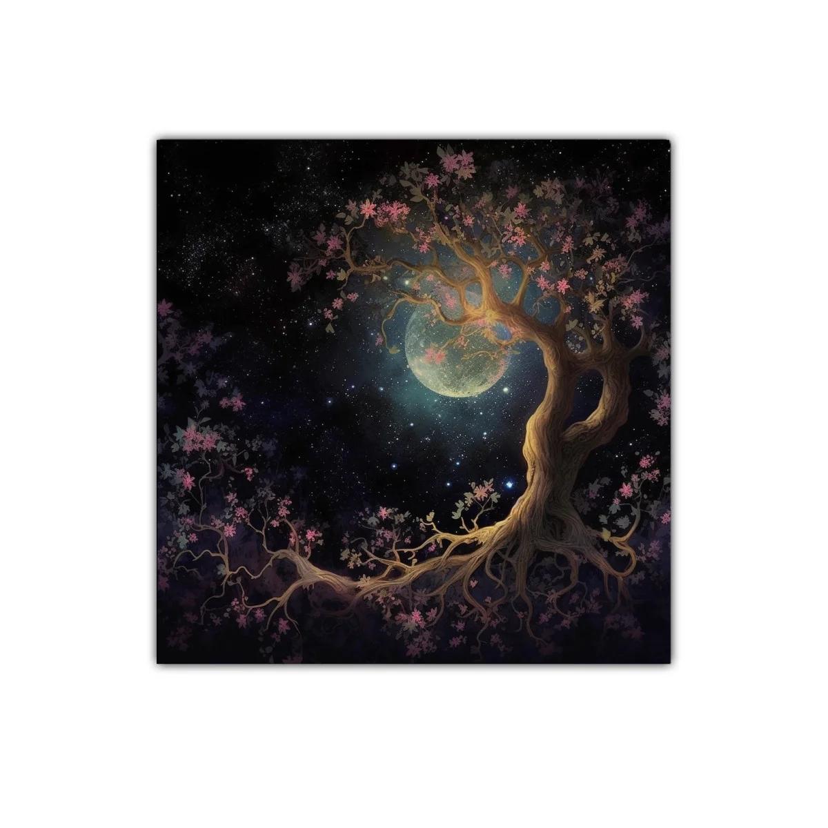 Árbol mágico bajo la luna en un cielo estrellado — imagen principal