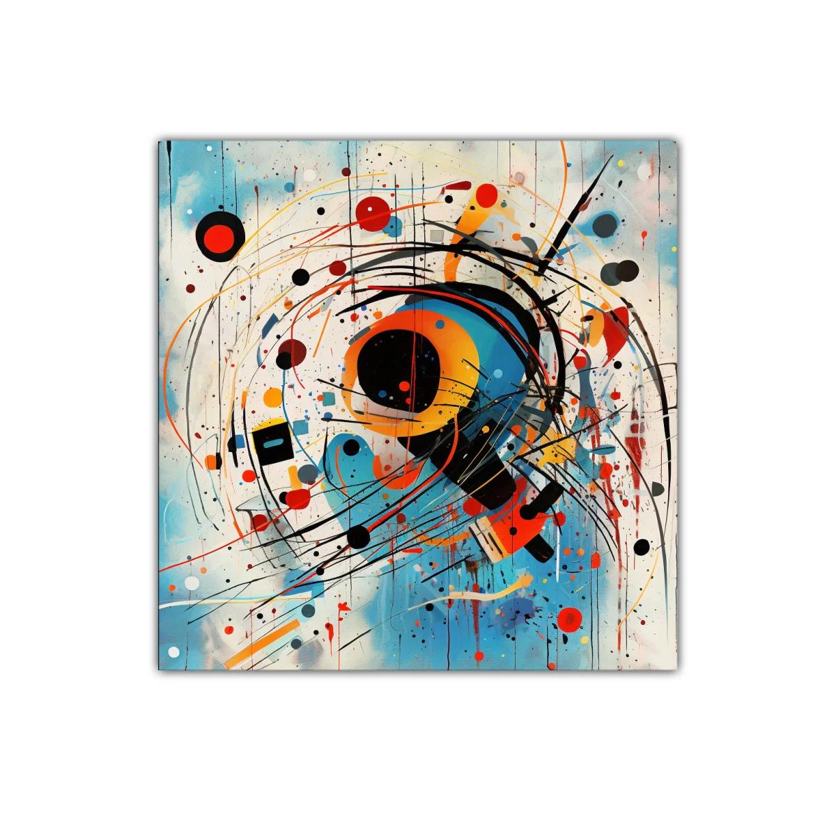 Cuadro abstracto con dinámicos trazos y círculos coloridos — miniatura 1