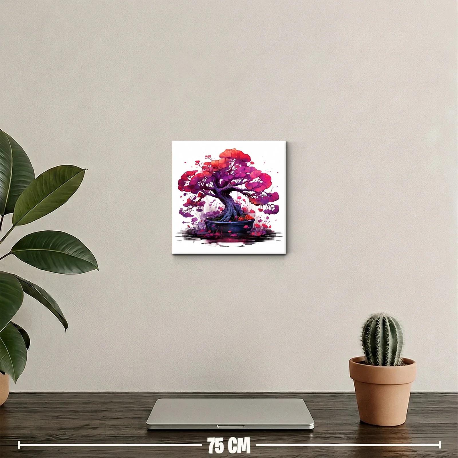 Bonsái vibrante en tonos morados y rojos para decorar — miniatura 2