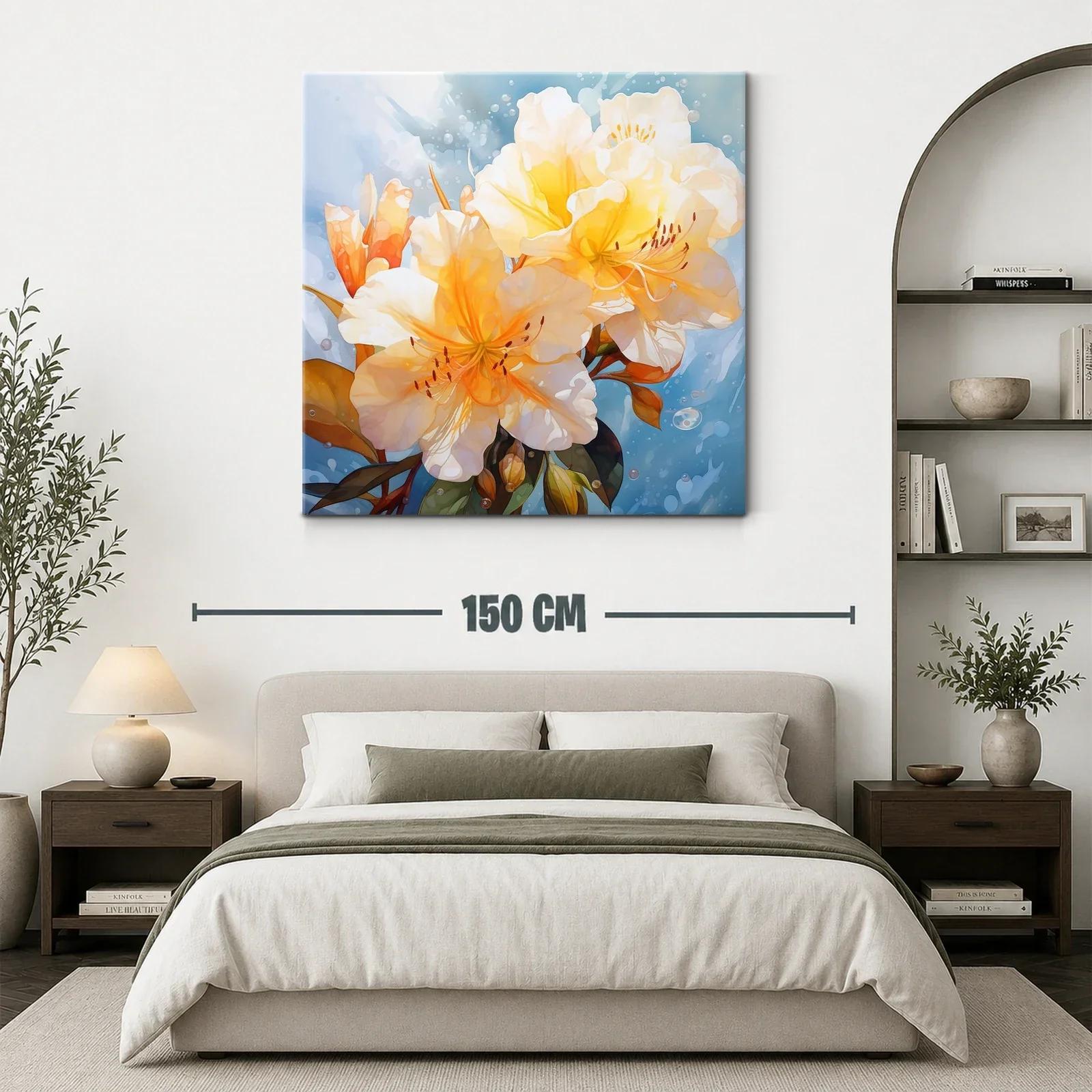 Cuadro floral con tonos cálidos y frescura acuática — miniatura 3