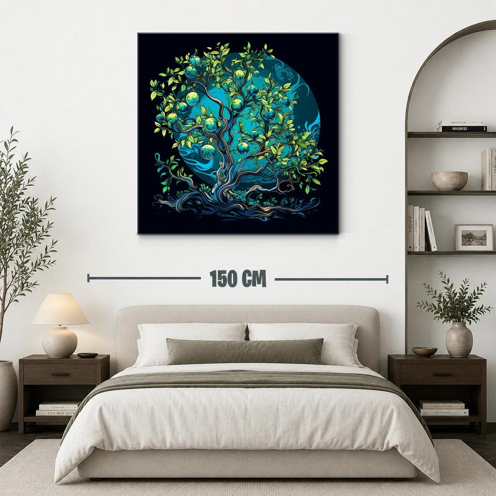 Árbol mágico con frutos azules en fondo místico — miniatura 3