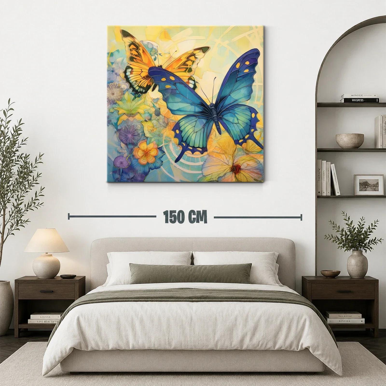 Mariposas vibrantes sobre fondo floral abstracto — miniatura 3